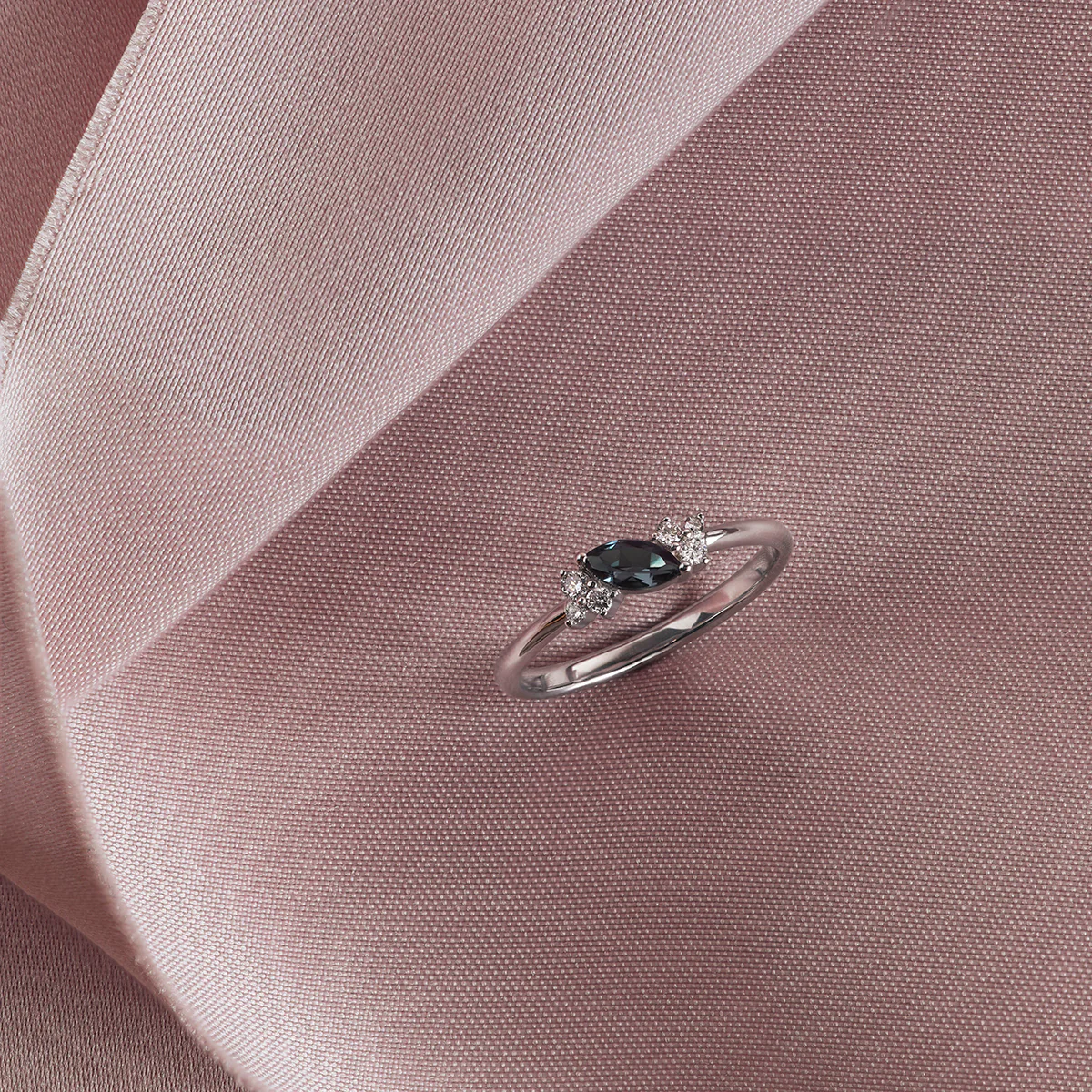 Alexandrite Diamond Milestone Ring in Solid White Gold - Image 7
