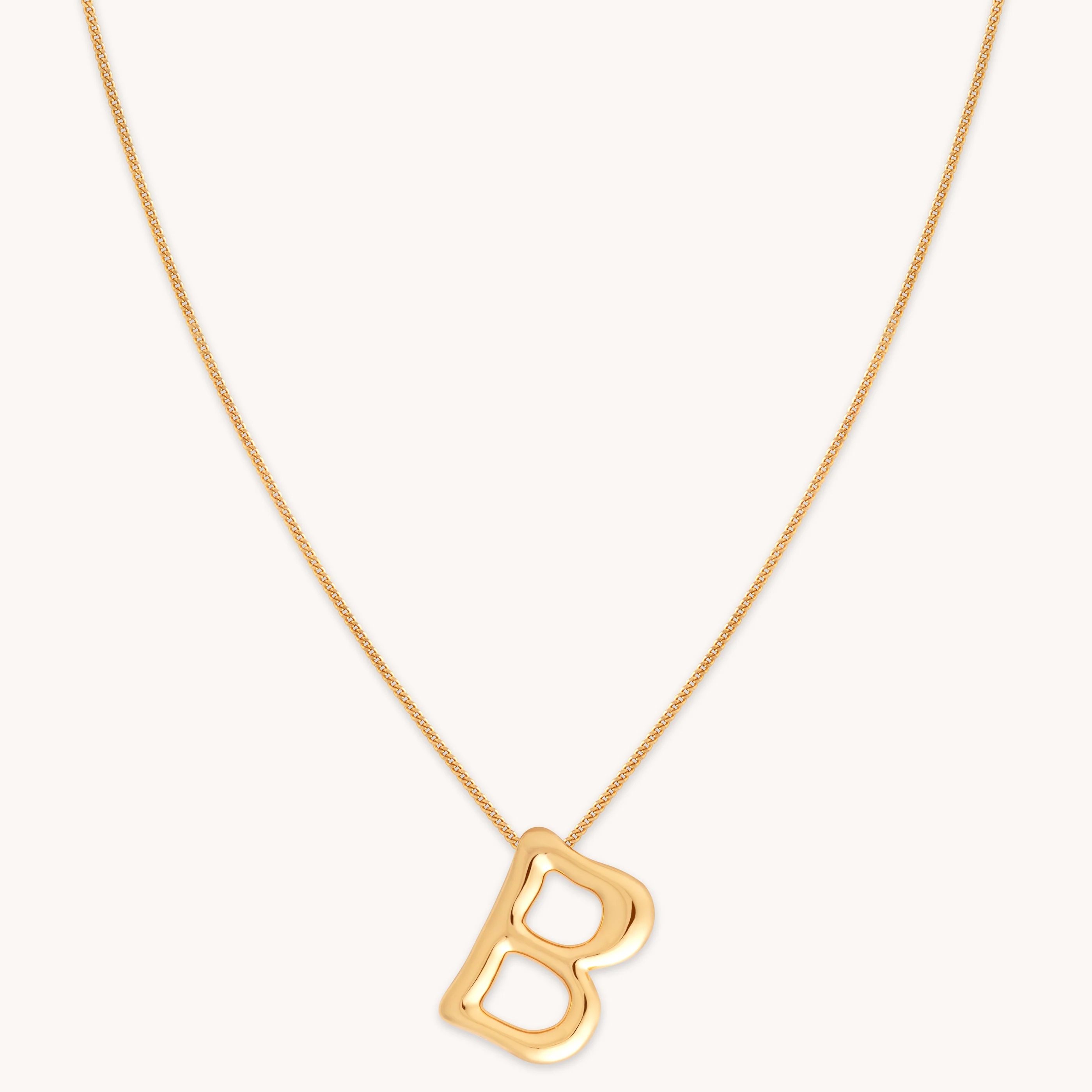 B Initial Bold Pendant Necklace in Gold