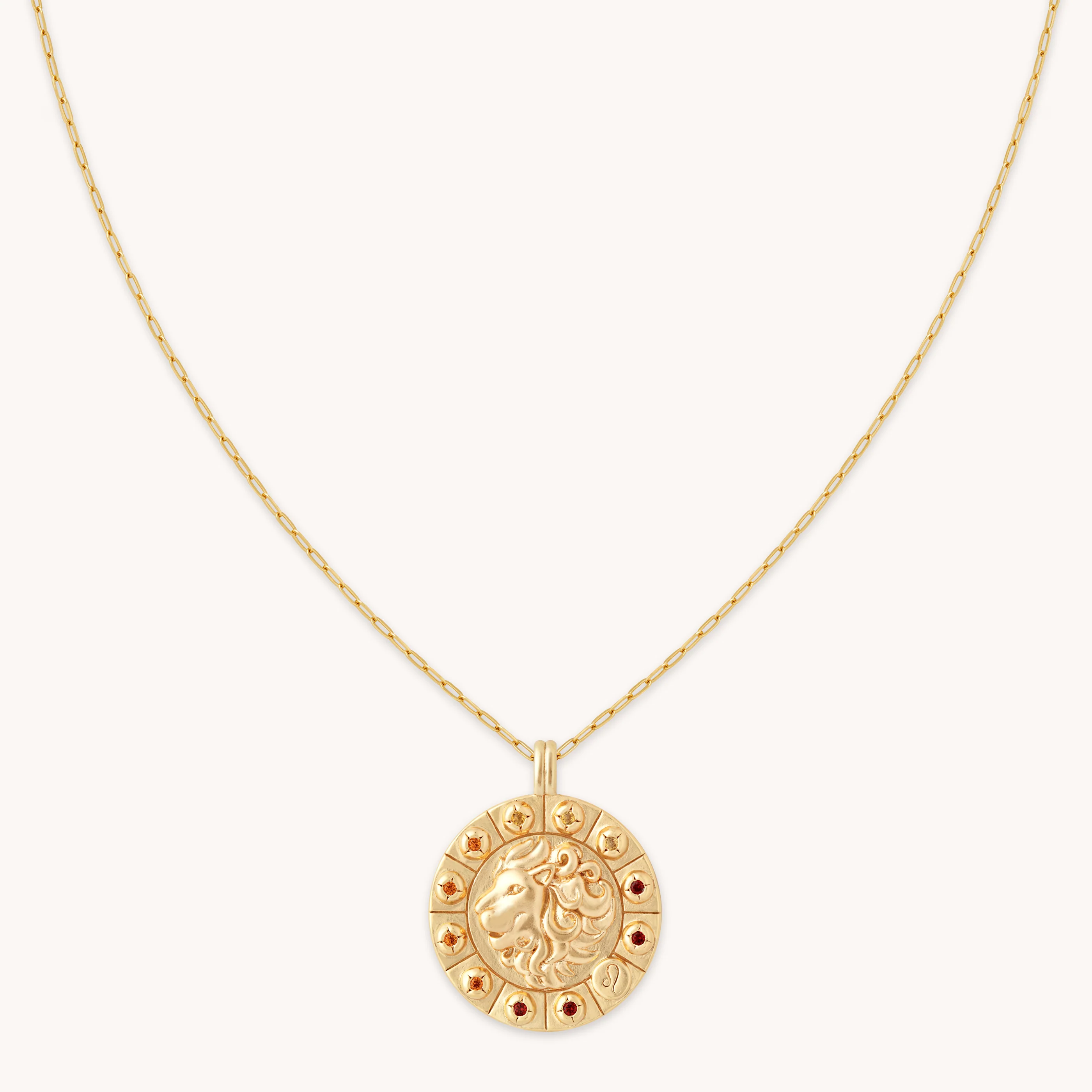 Leo Bold Zodiac Pendant Necklace in Gold