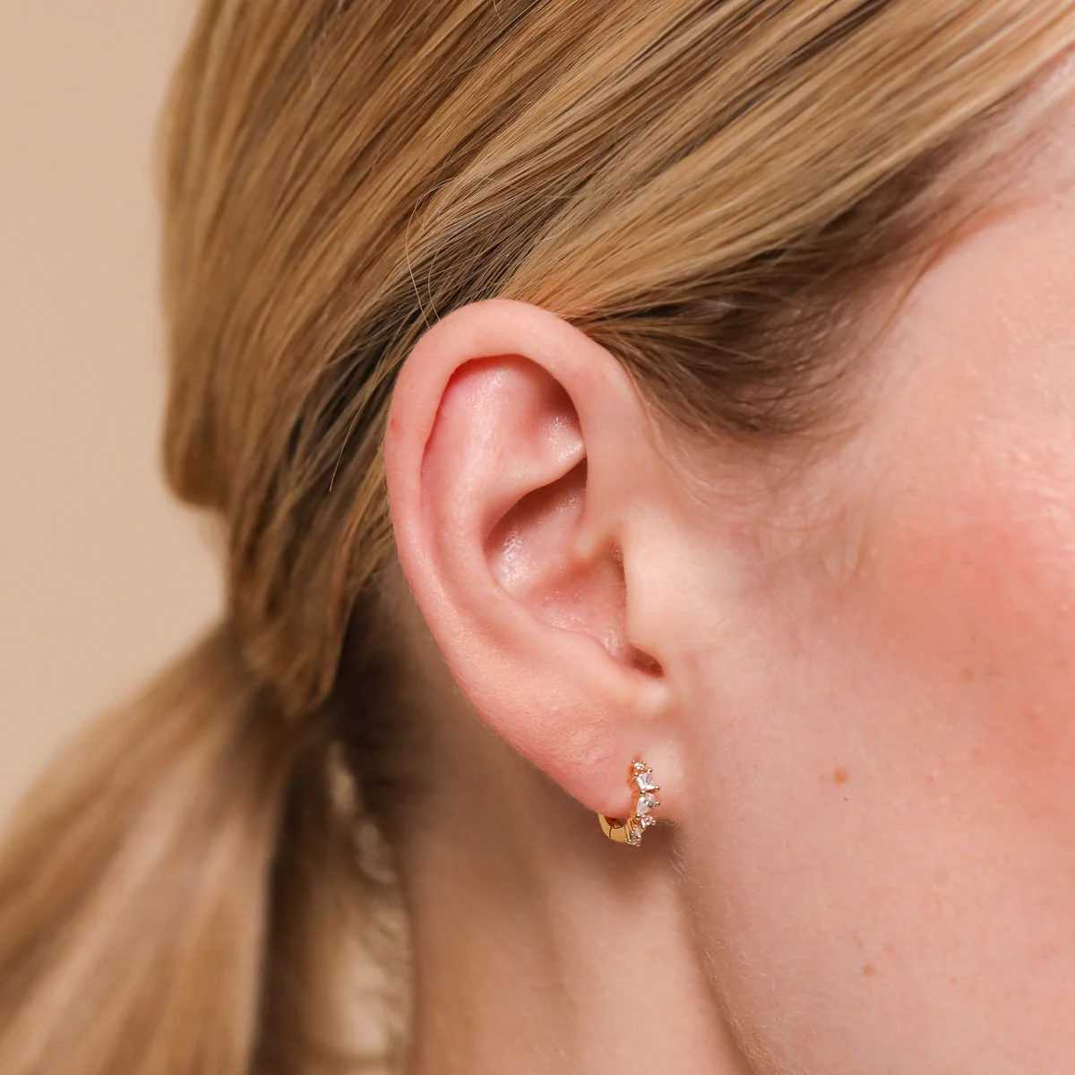 Celestial Crystal 6.5mm Hoop in Gold - Image 2