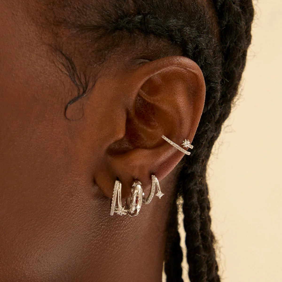 Cosmic Illusion Crystal Hoops in Silver - Image 3