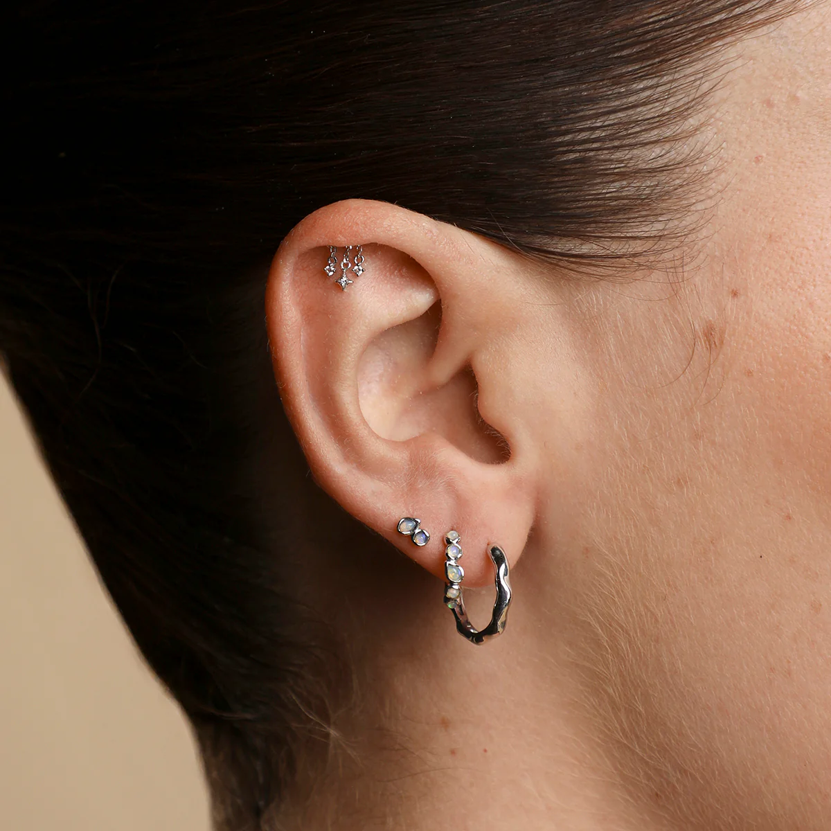 Cosmic Star Multi Charm Hidden Helix in Solid White Gold - Image 3