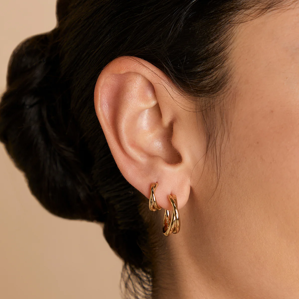 Crossover Illusion Hoops in Gold - Image 3