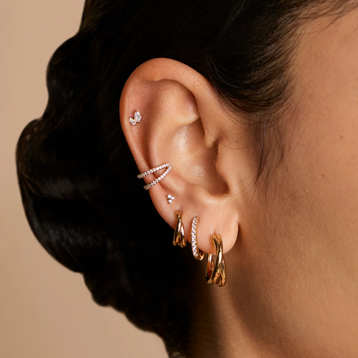 Crossover Illusion Hoops in Gold - Image 4