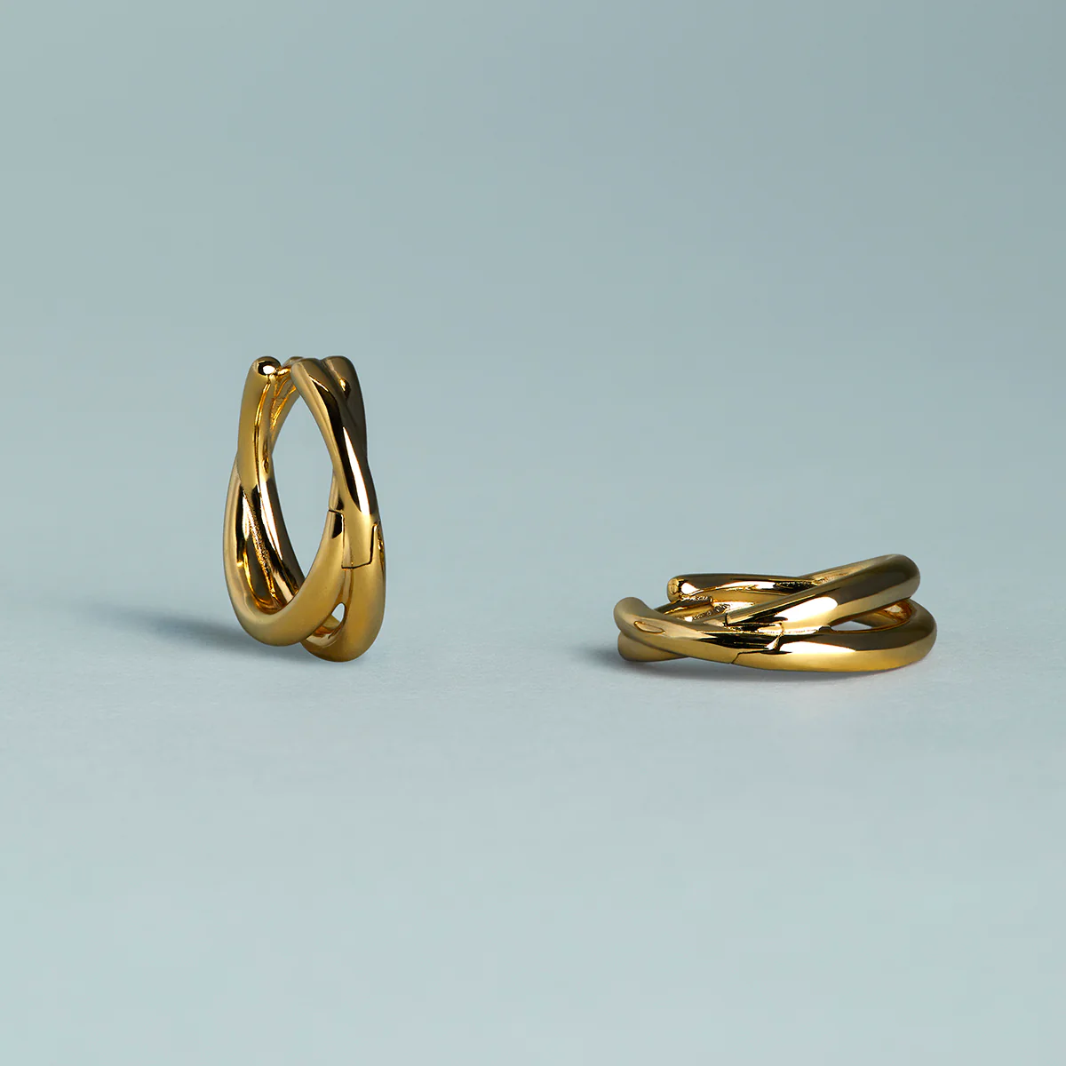 Crossover Illusion Hoops in Gold - Image 7