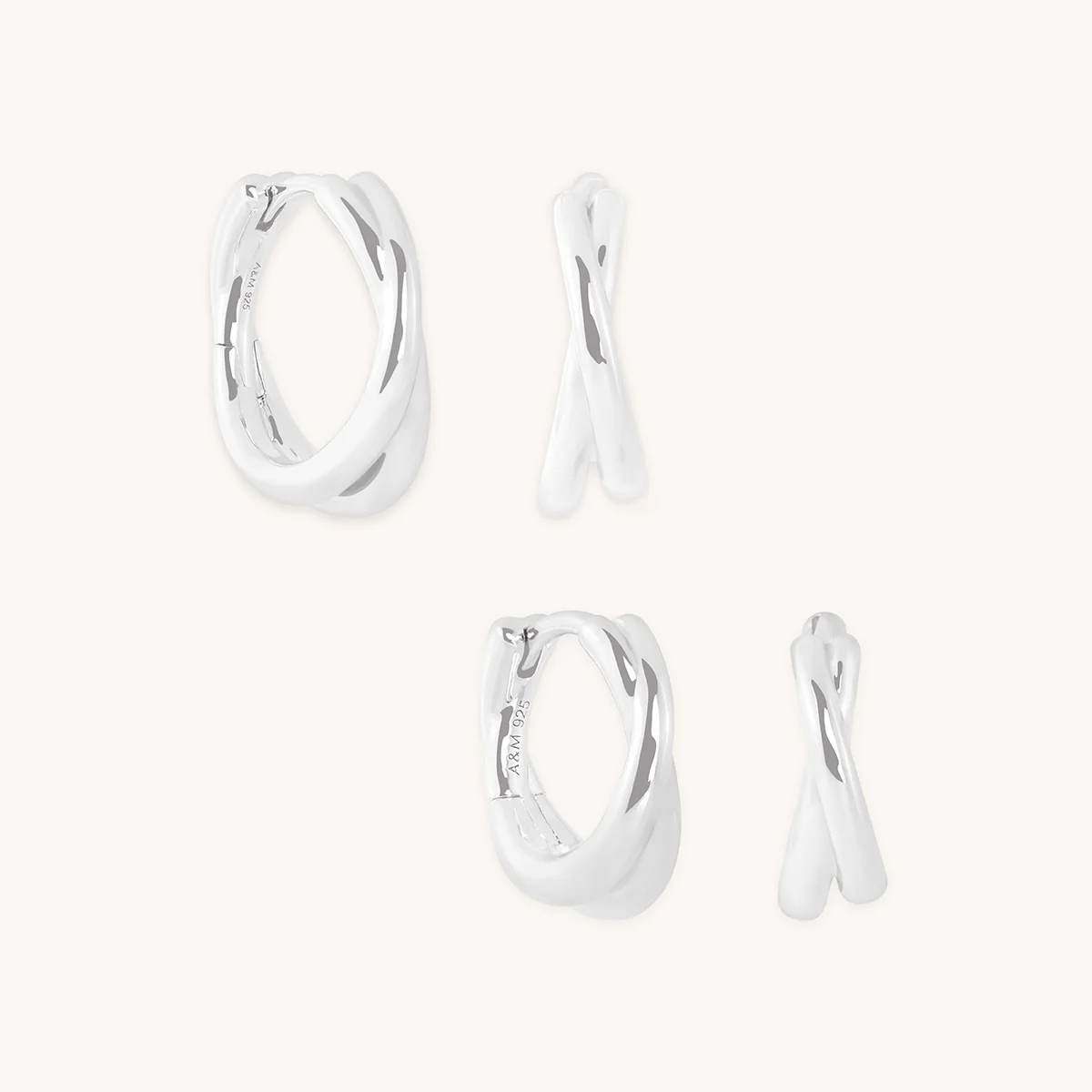 Crossover Illusion Hoops Stacking Set in Silver