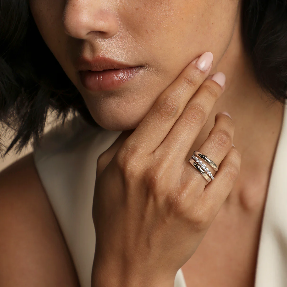 Diamond Eternity Milestone Ring in Solid White Gold - Image 3