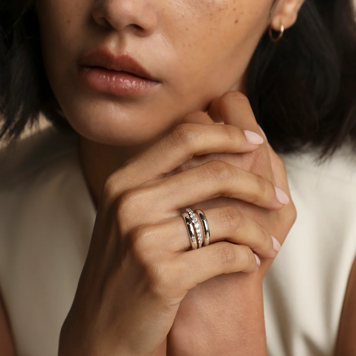 Diamond Eternity Milestone Ring in Solid White Gold - Image 5