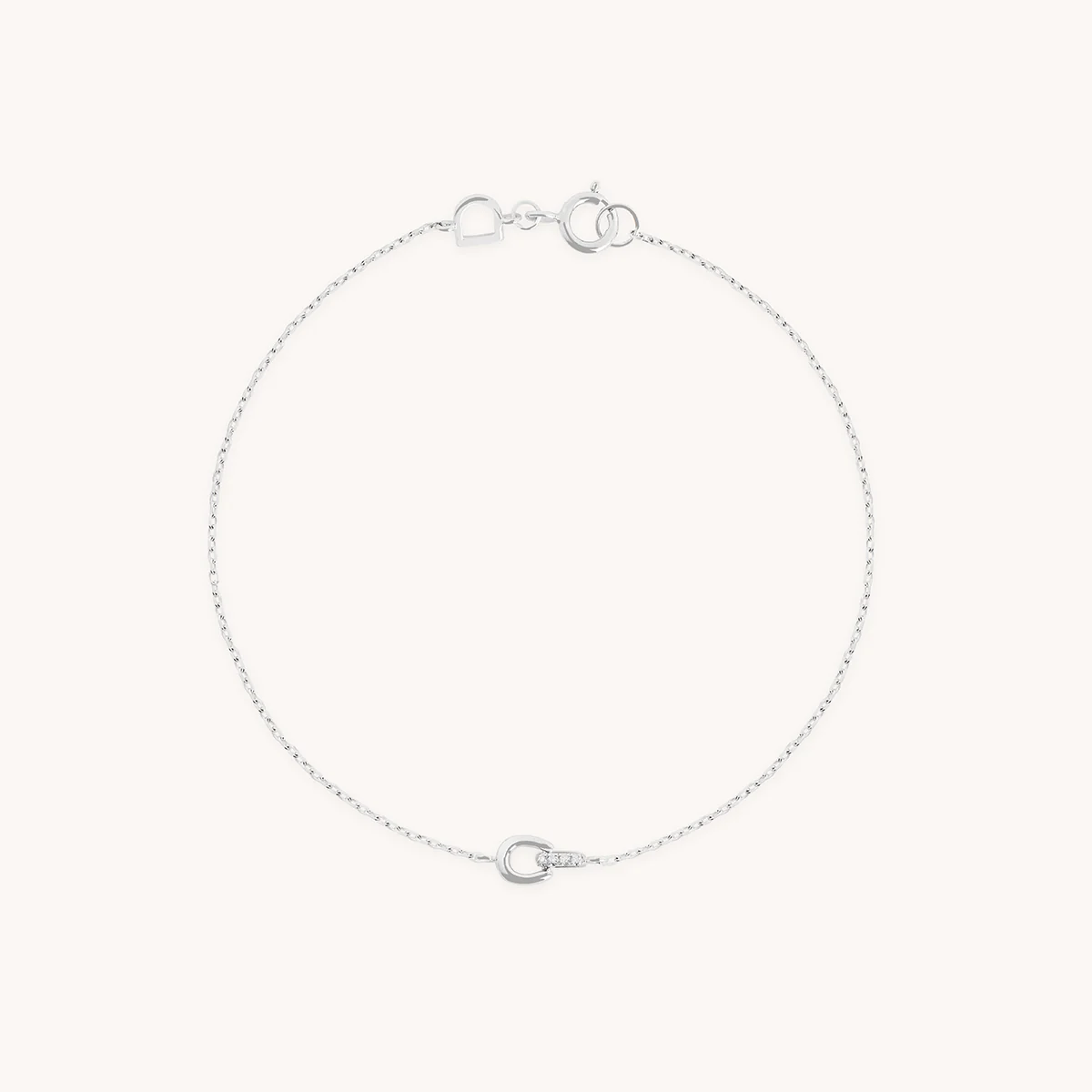 Diamond Hardware Pendant Bracelet in Solid White Gold