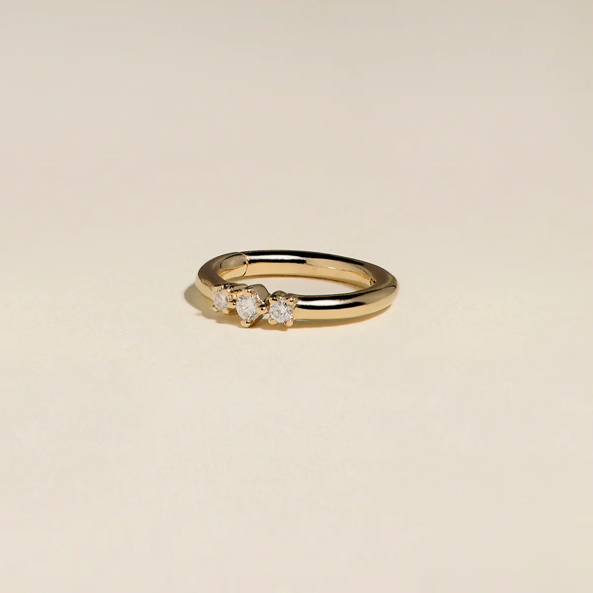 Diamond Triology Seamless Piercing Hoop in Solid Gold