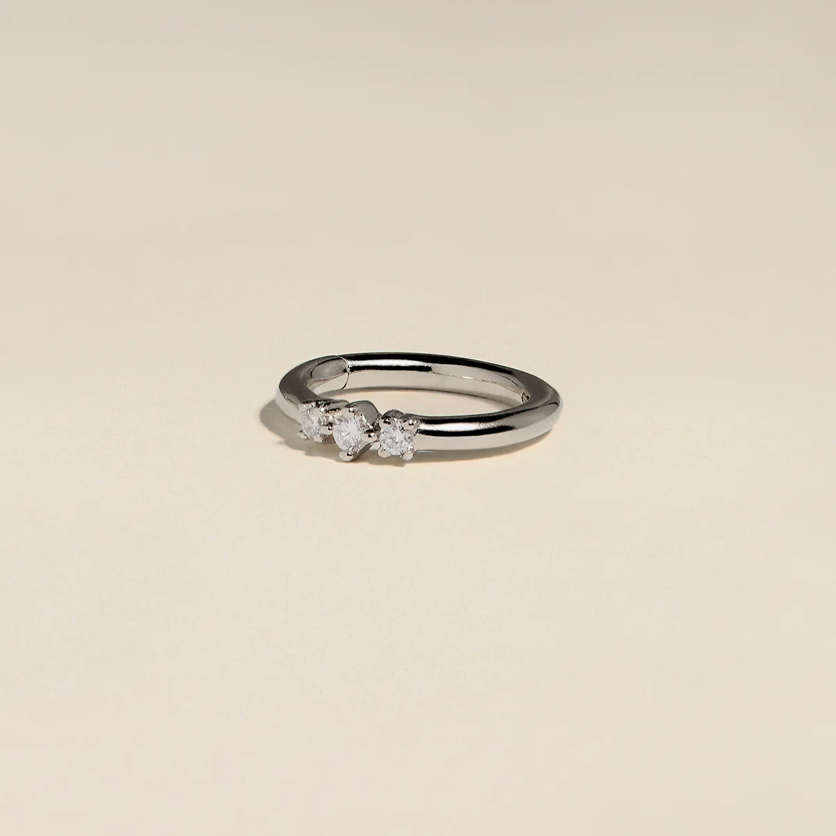 Diamond Triology Seamless Piercing Hoop in Solid White Gold
