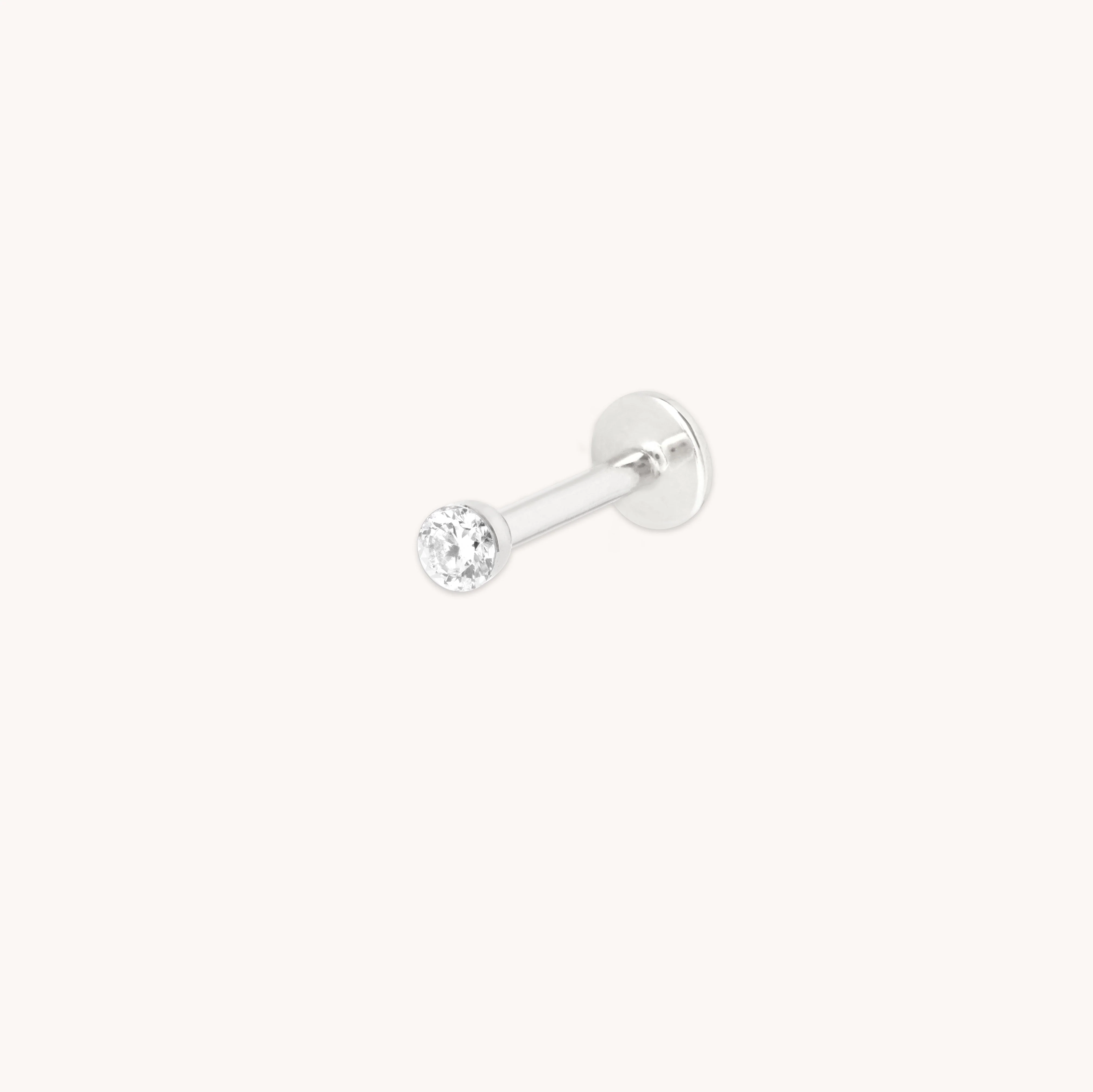 Floating Diamond Medium Piercing Stud in Solid White Gold