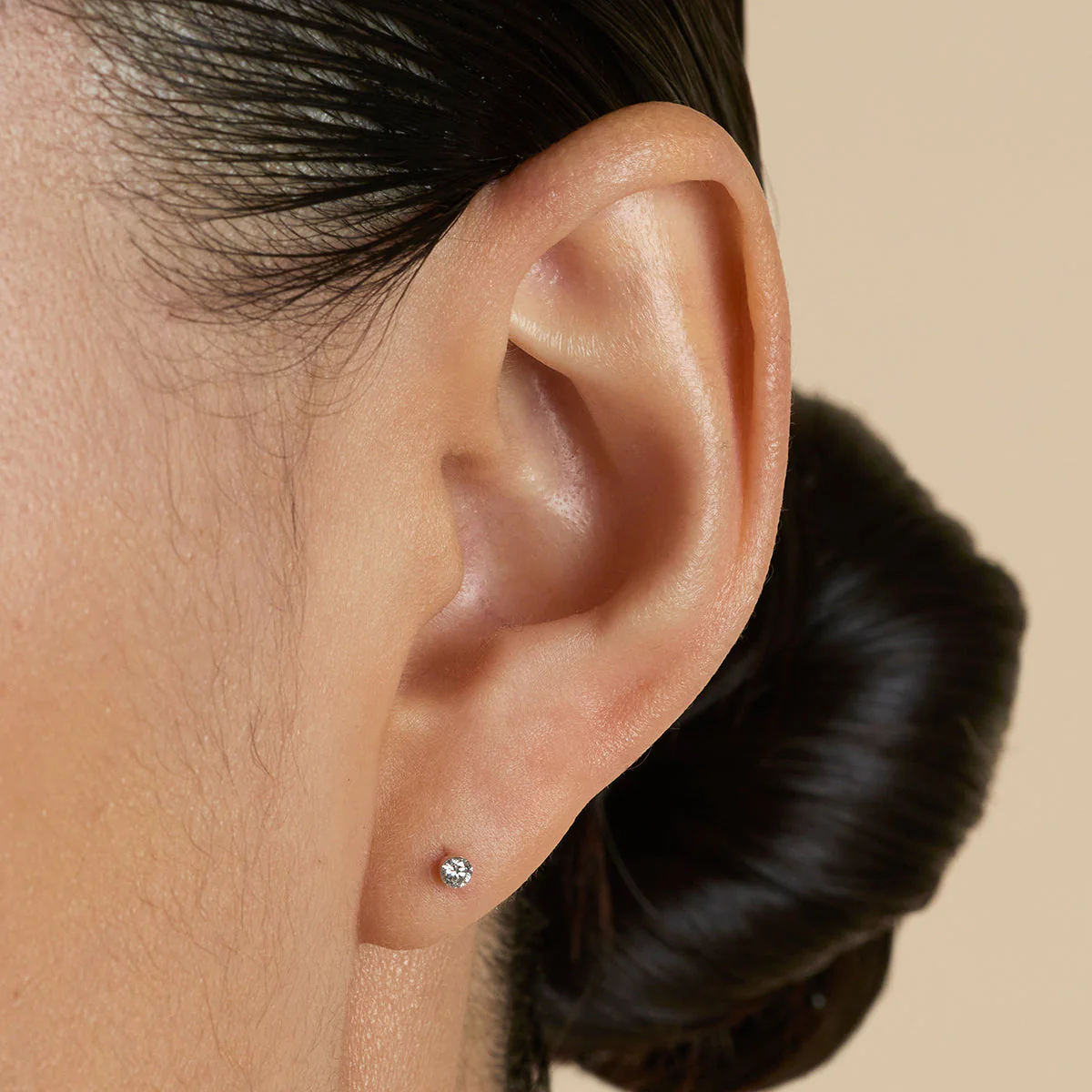 Floating Diamond Medium Piercing Stud in Solid White Gold - Image 2