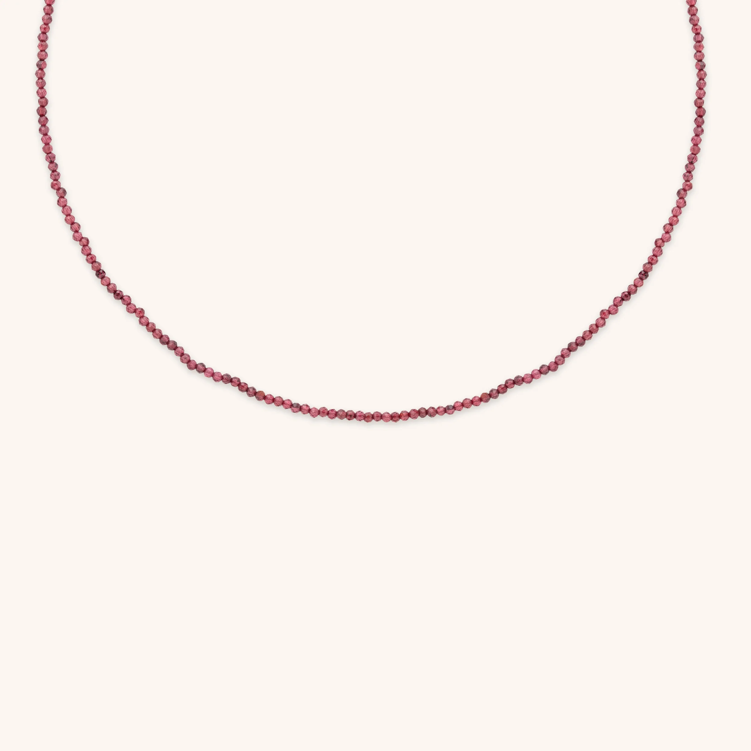 Garnet January Beaded Necklace in Solid Gold