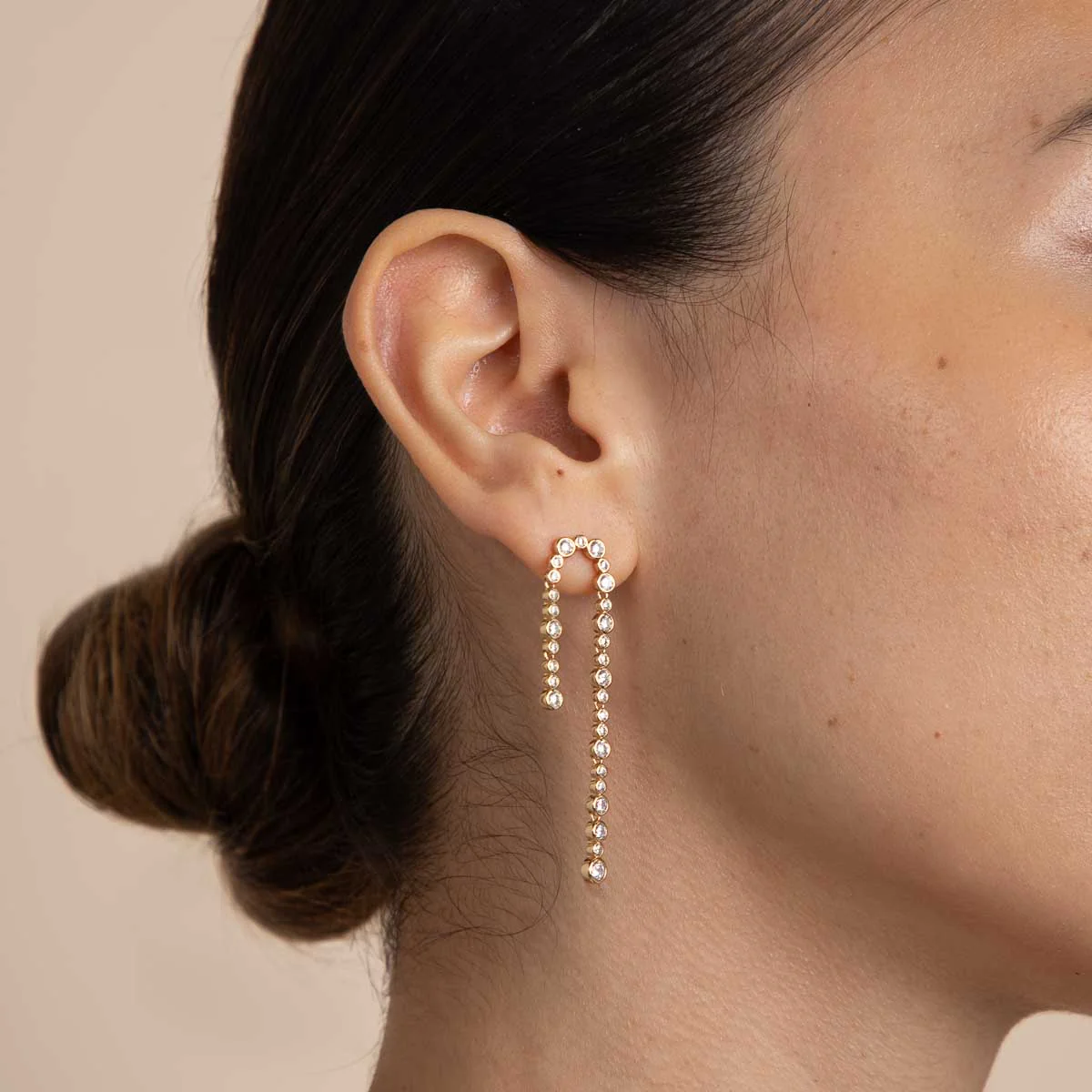 Gleam Crystal Drop Studs in Gold - Image 2