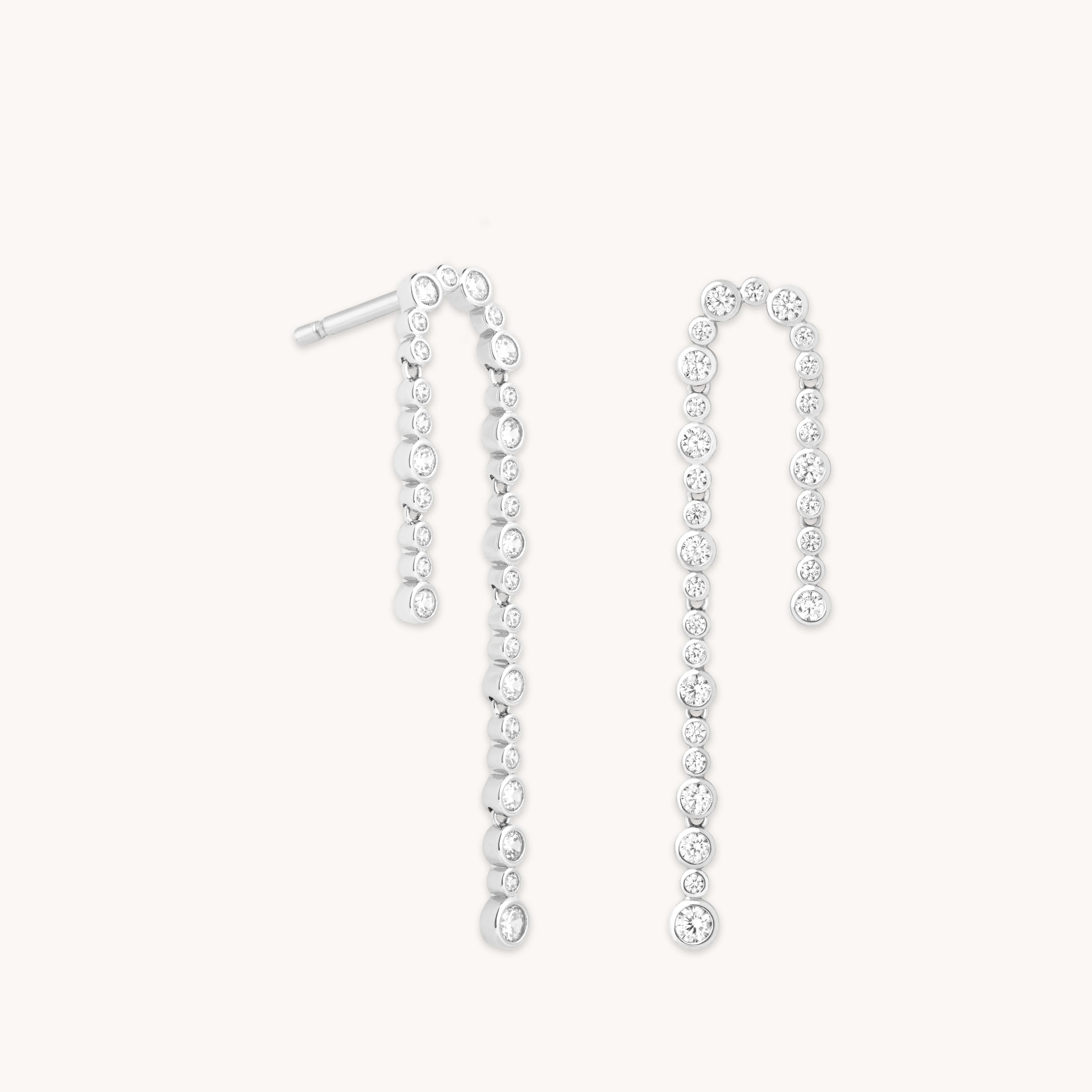 Gleam Crystal Drop Studs in Silver