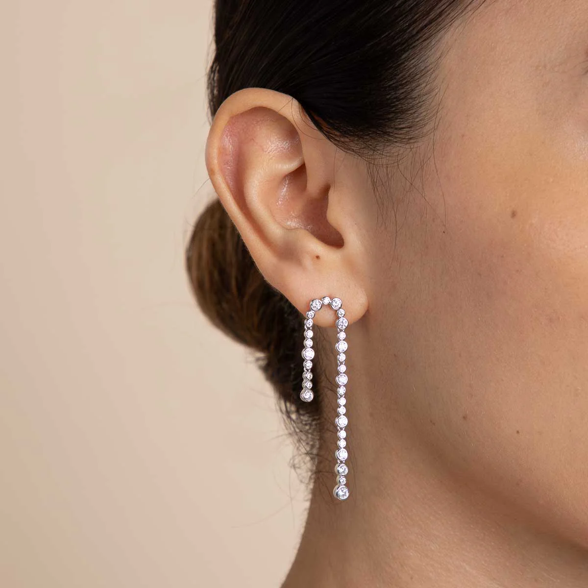 Gleam Crystal Drop Studs in Silver - Image 2