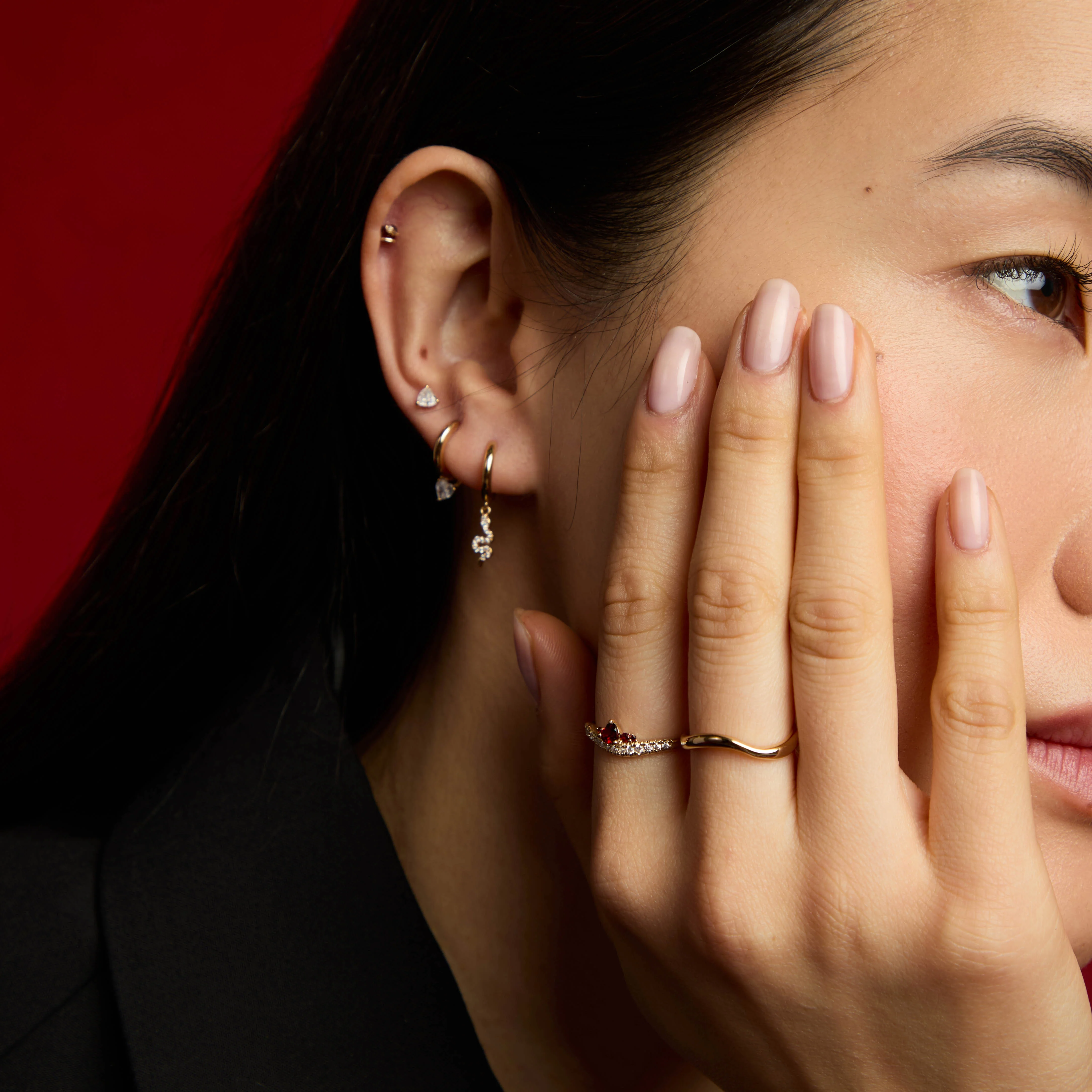 Heart Crystal Studs in Gold - Image 5