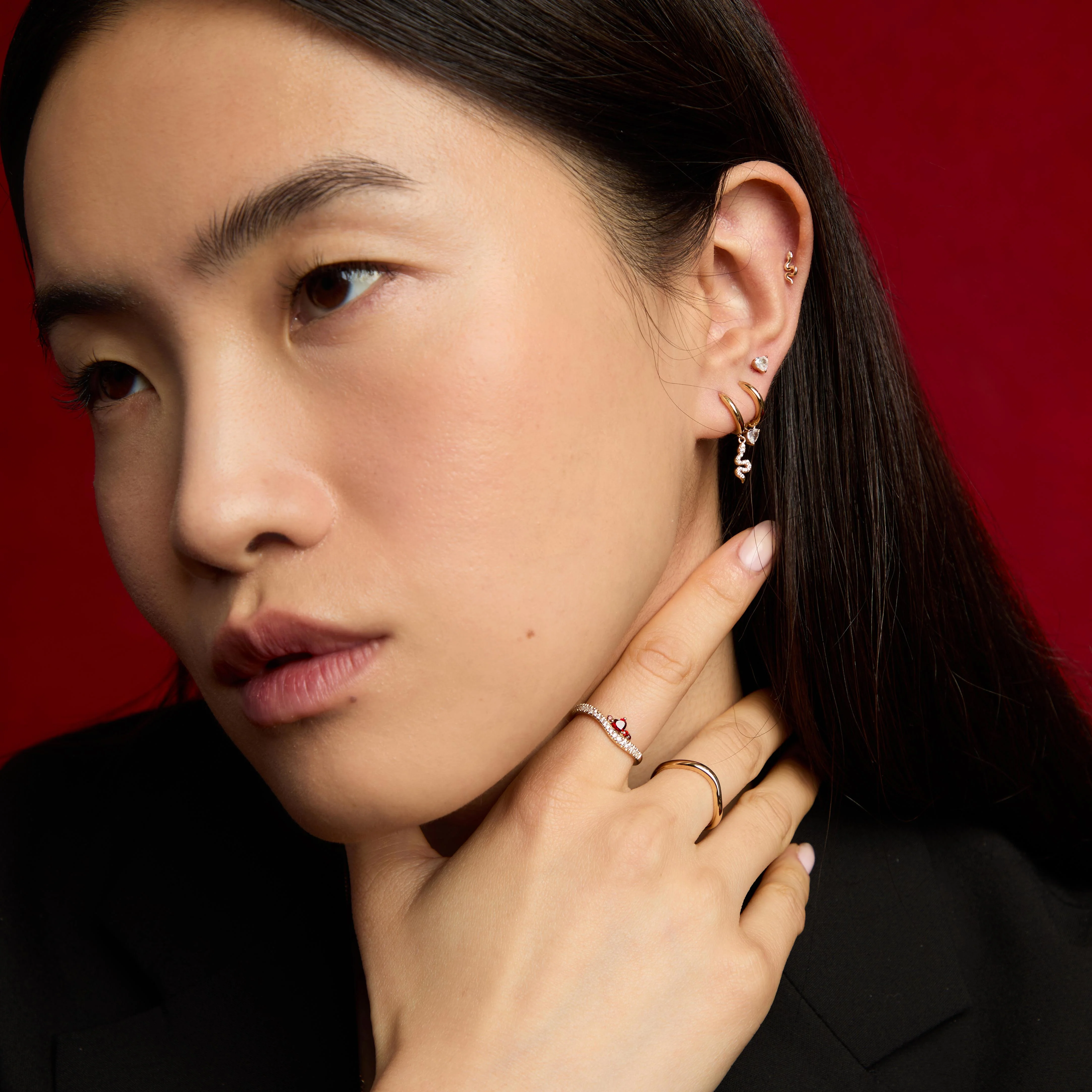 Heart Crystal Studs in Gold - Image 6