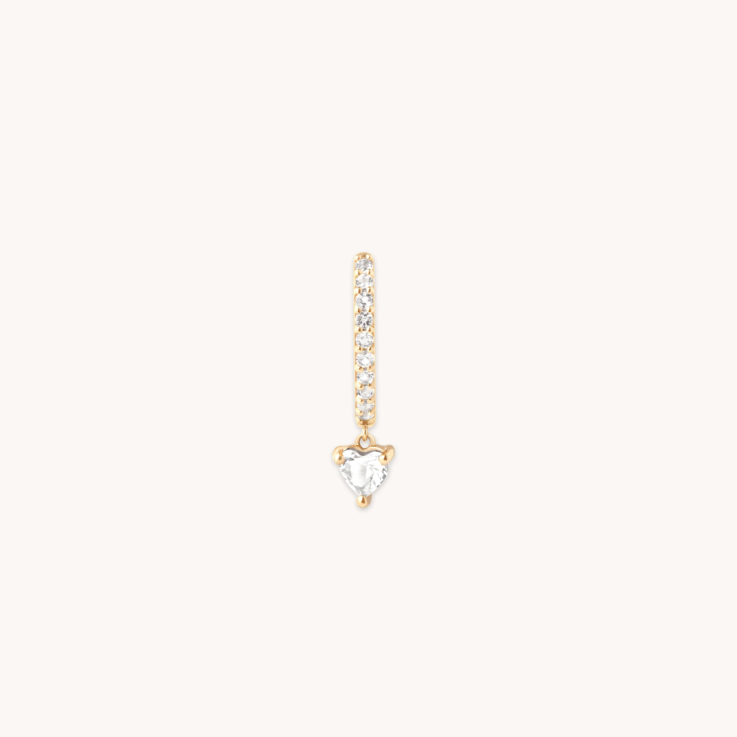 Heart Gem Drop Piercing Hoop in Solid Gold - Image 4