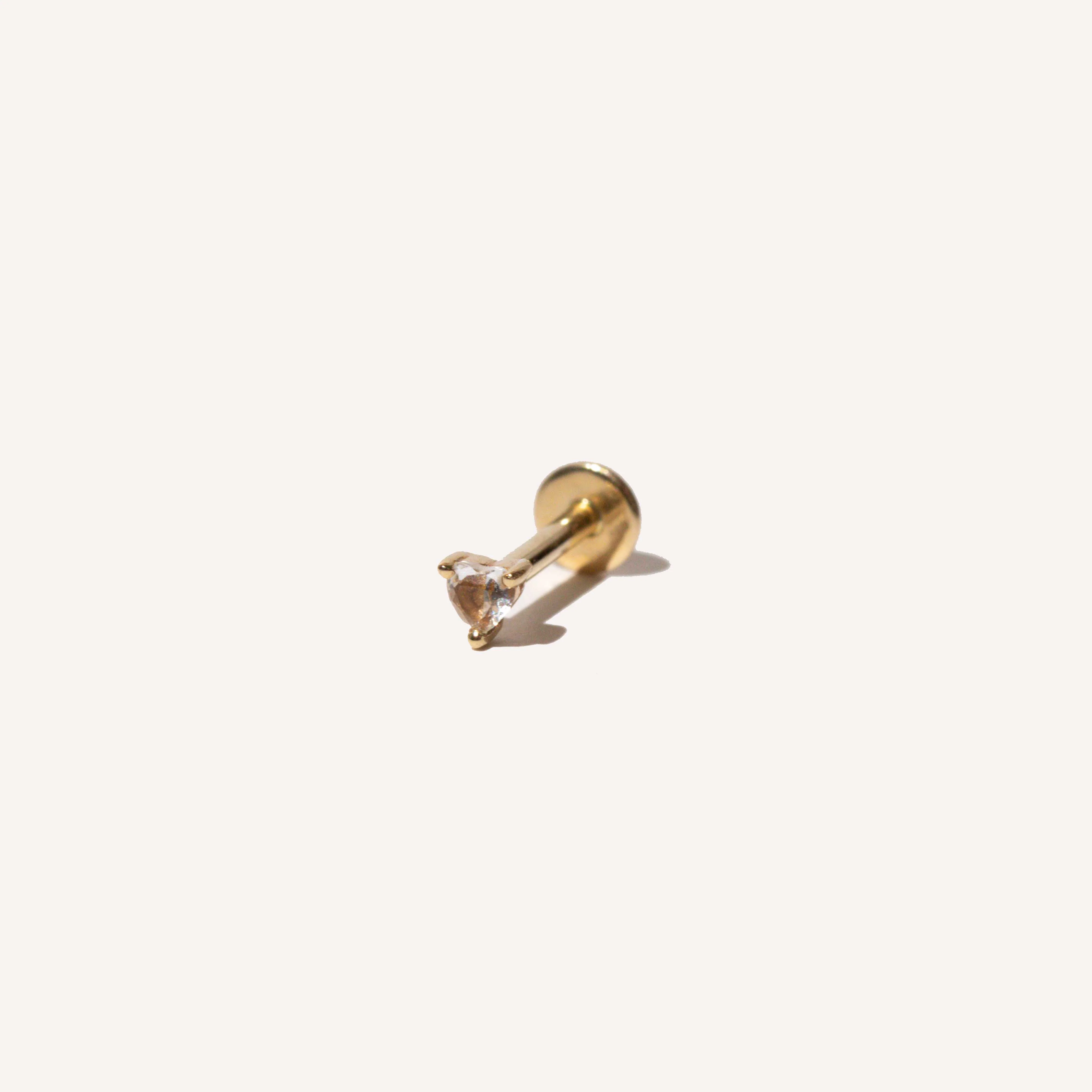 Heart Gem Piercing Stud in Solid Gold - Image 3