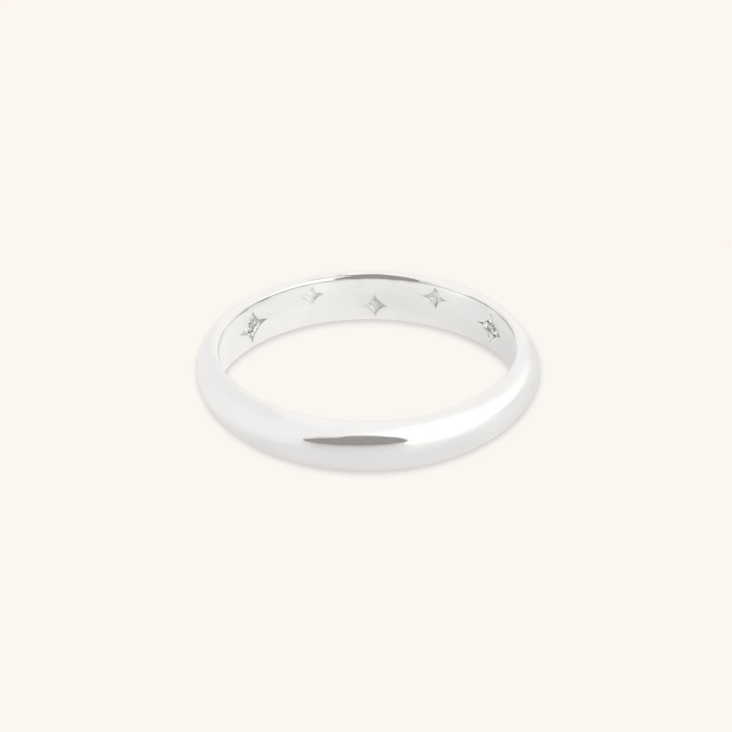 Hidden Diamond Milestone Ring in Solid White Gold