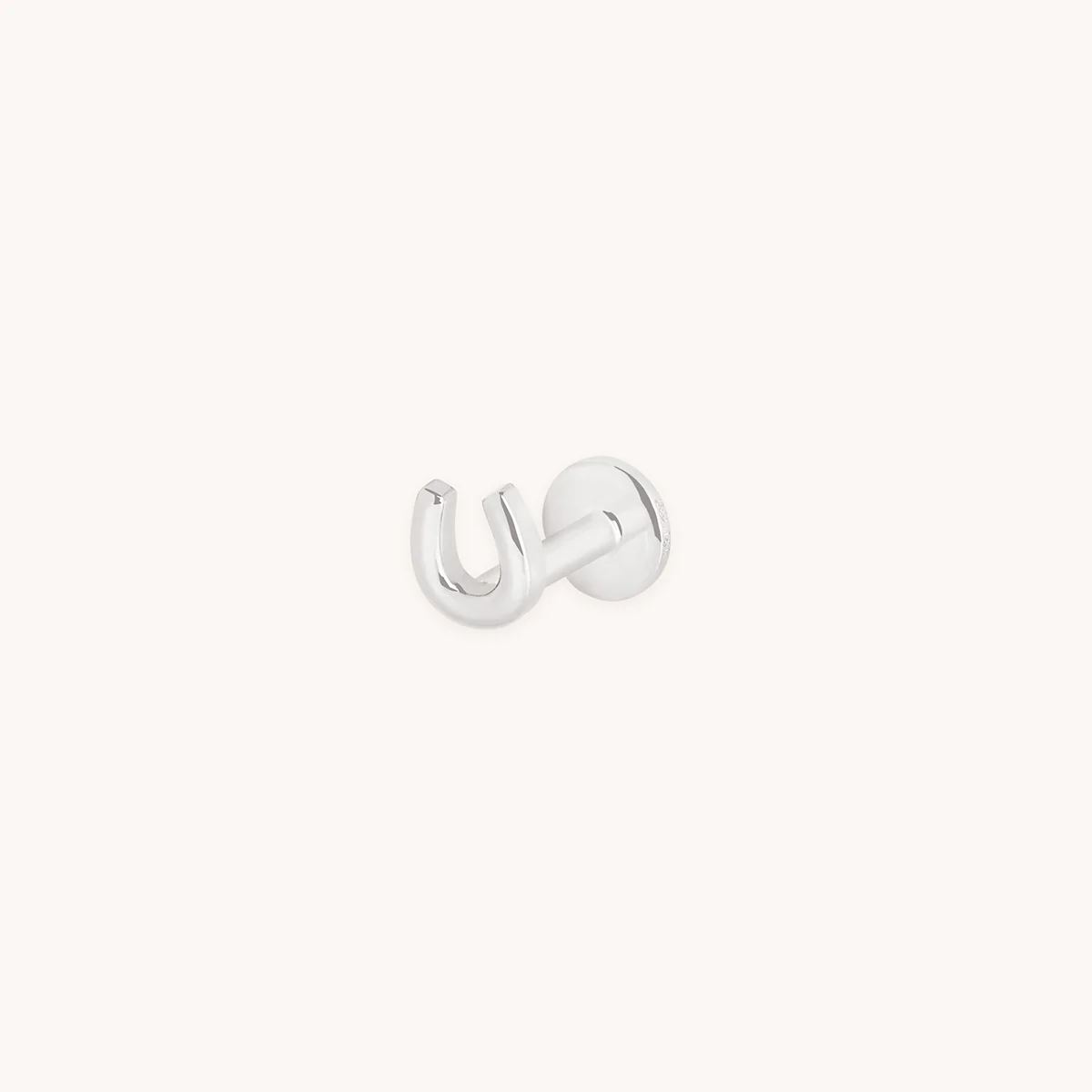 Horseshoe Piercing Stud in Solid White Gold
