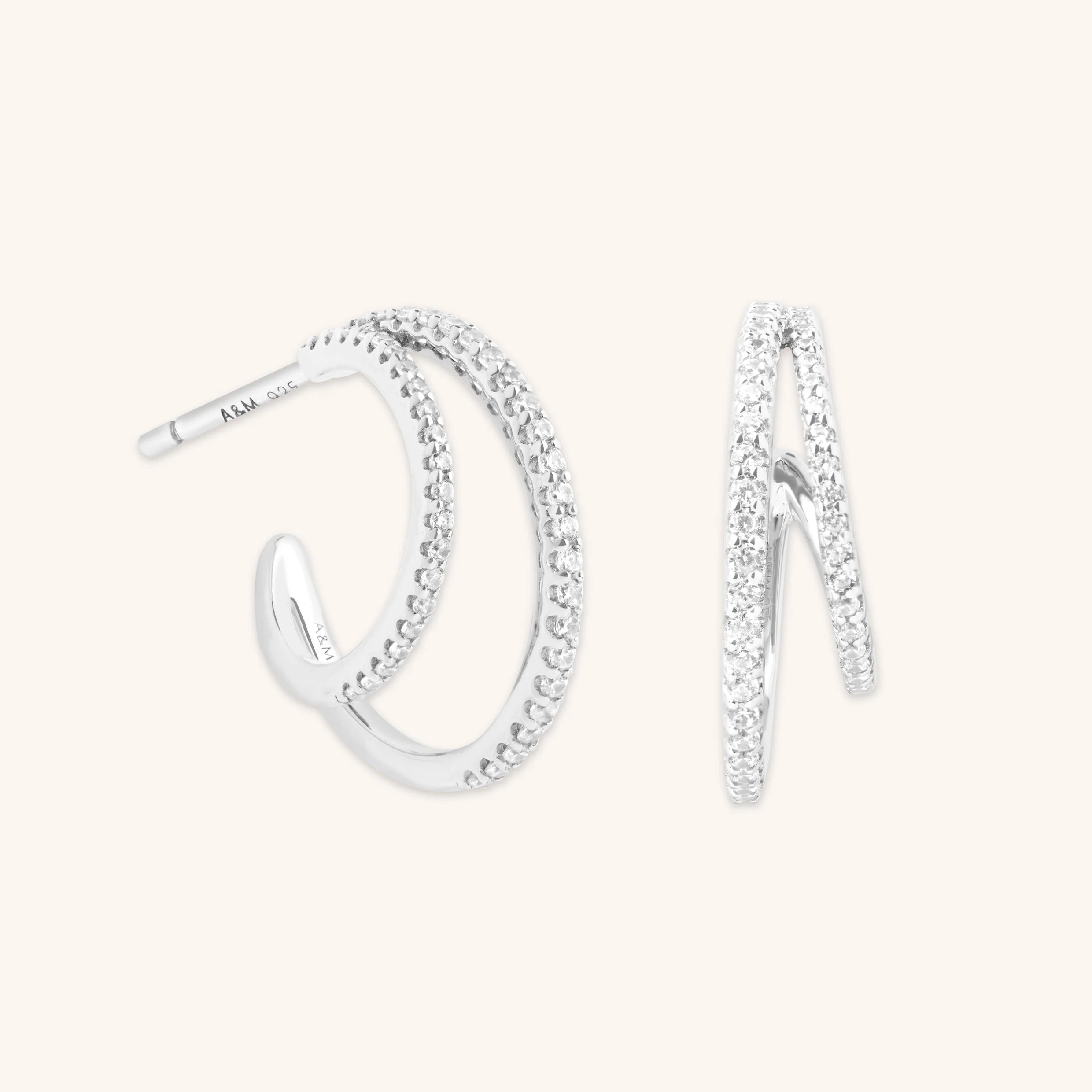 Illusion Crystal Hoops in Silver