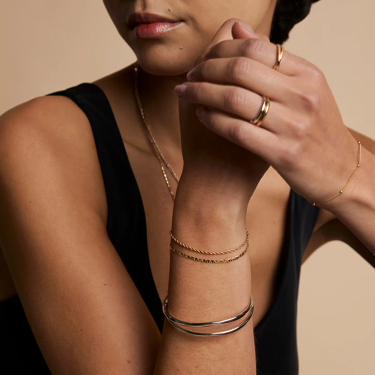 Illusion Double Chain Bracelet in Gold - Image 6