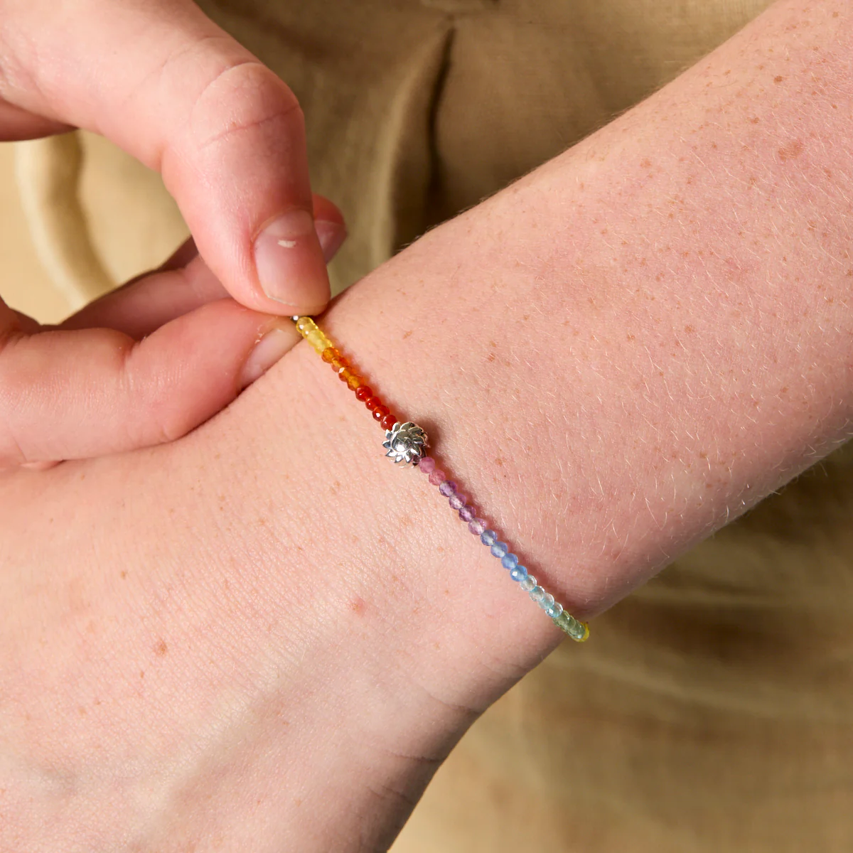 Junior Rainbow Gemstone Bracelet in 9k White Gold - Image 2