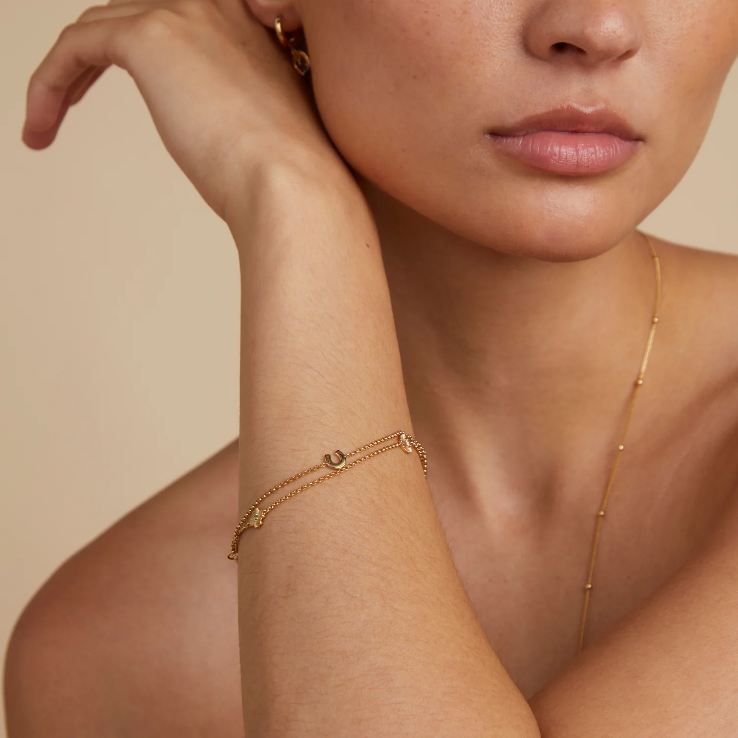 Lucky Charm Double Chain Bracelet in Gold - Image 6