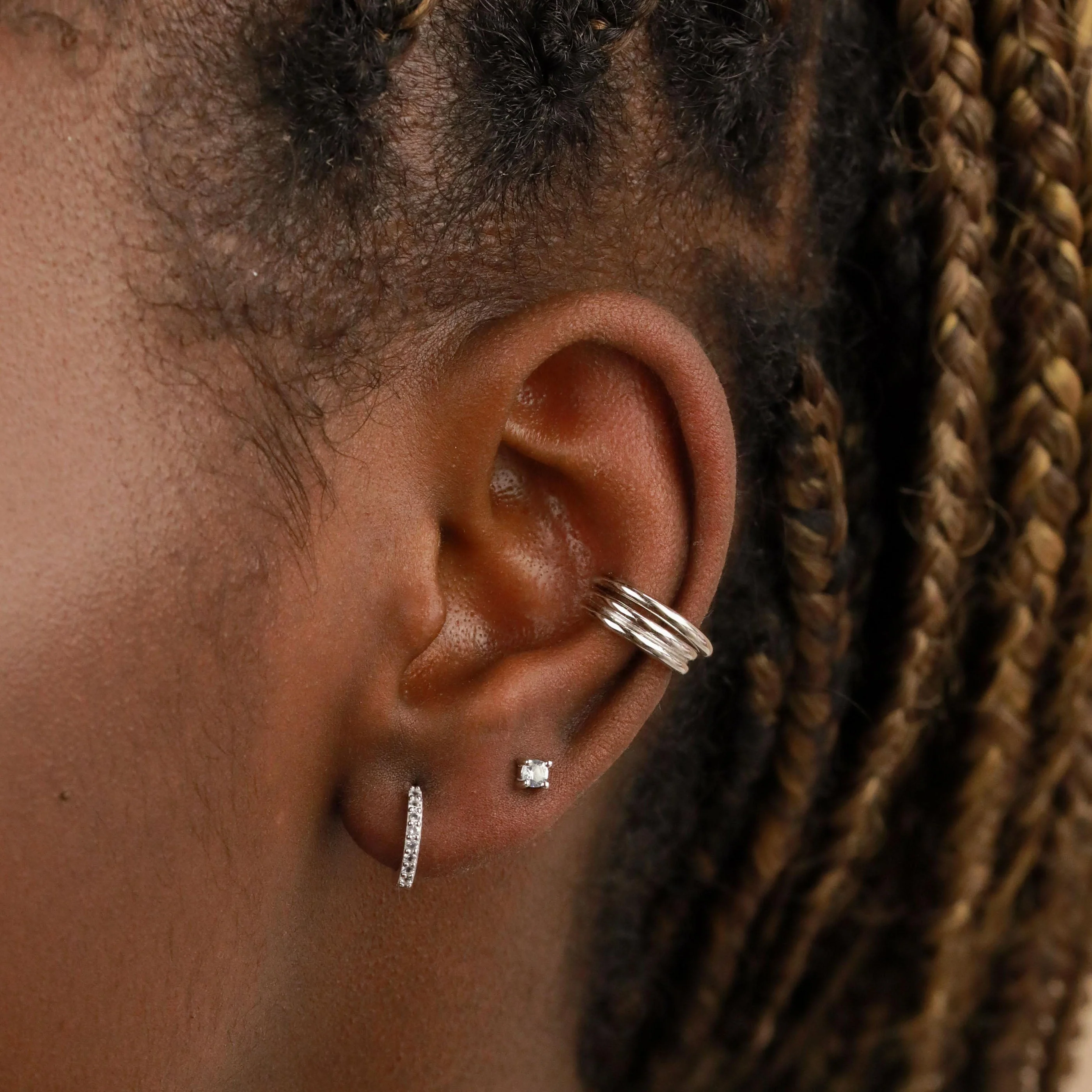 March Birthstone Stud Earrings in Silver with Aquamarine CZ - Image 4