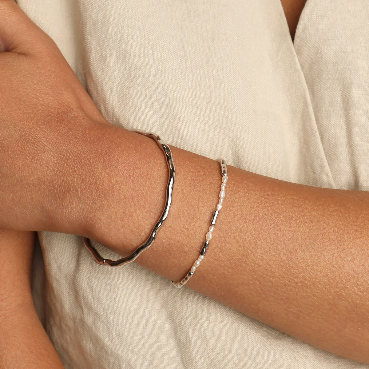 Molten Bangle in Silver - Image 3