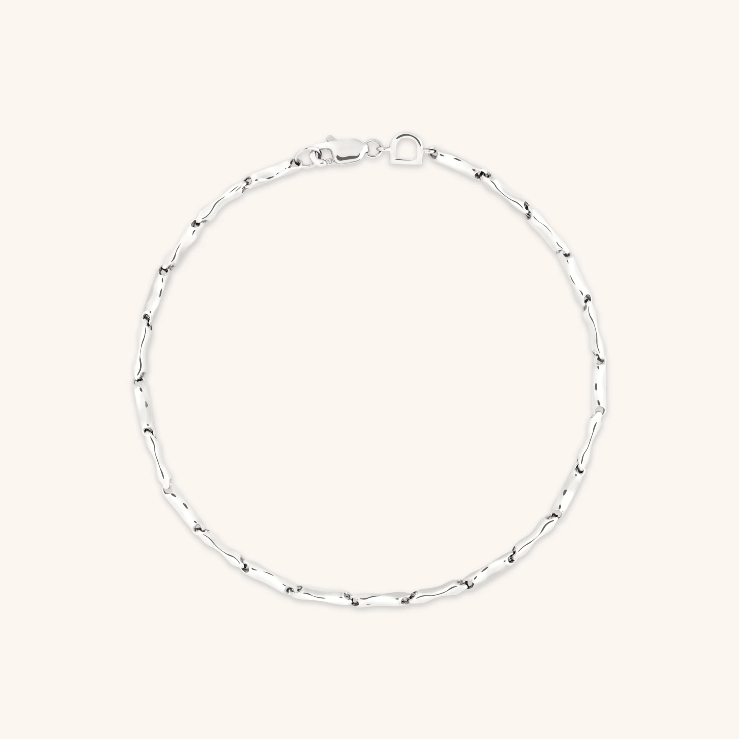 Molten Bar Chain Bracelet in Solid White Gold