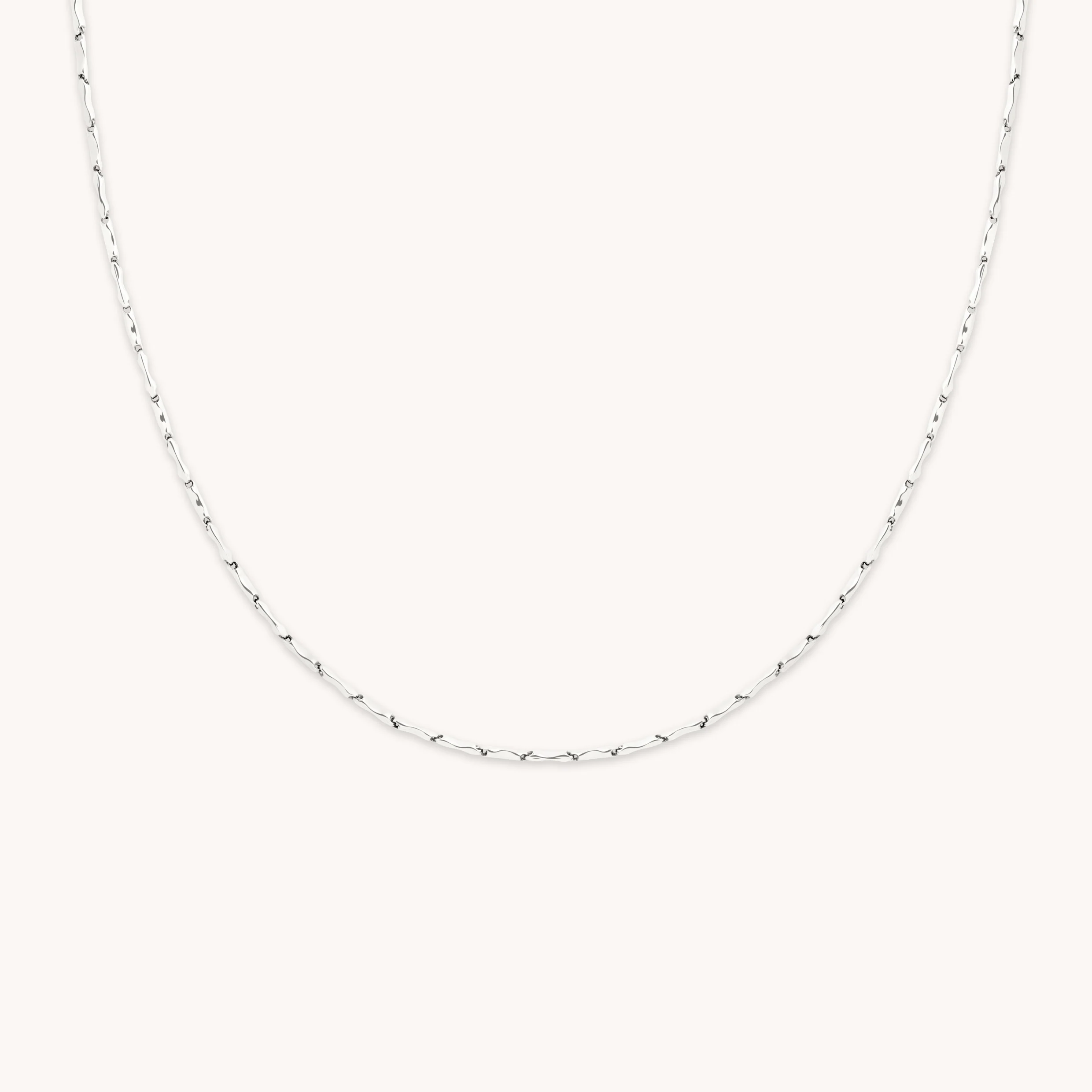 Molten Bar Chain Necklace in Solid White Gold