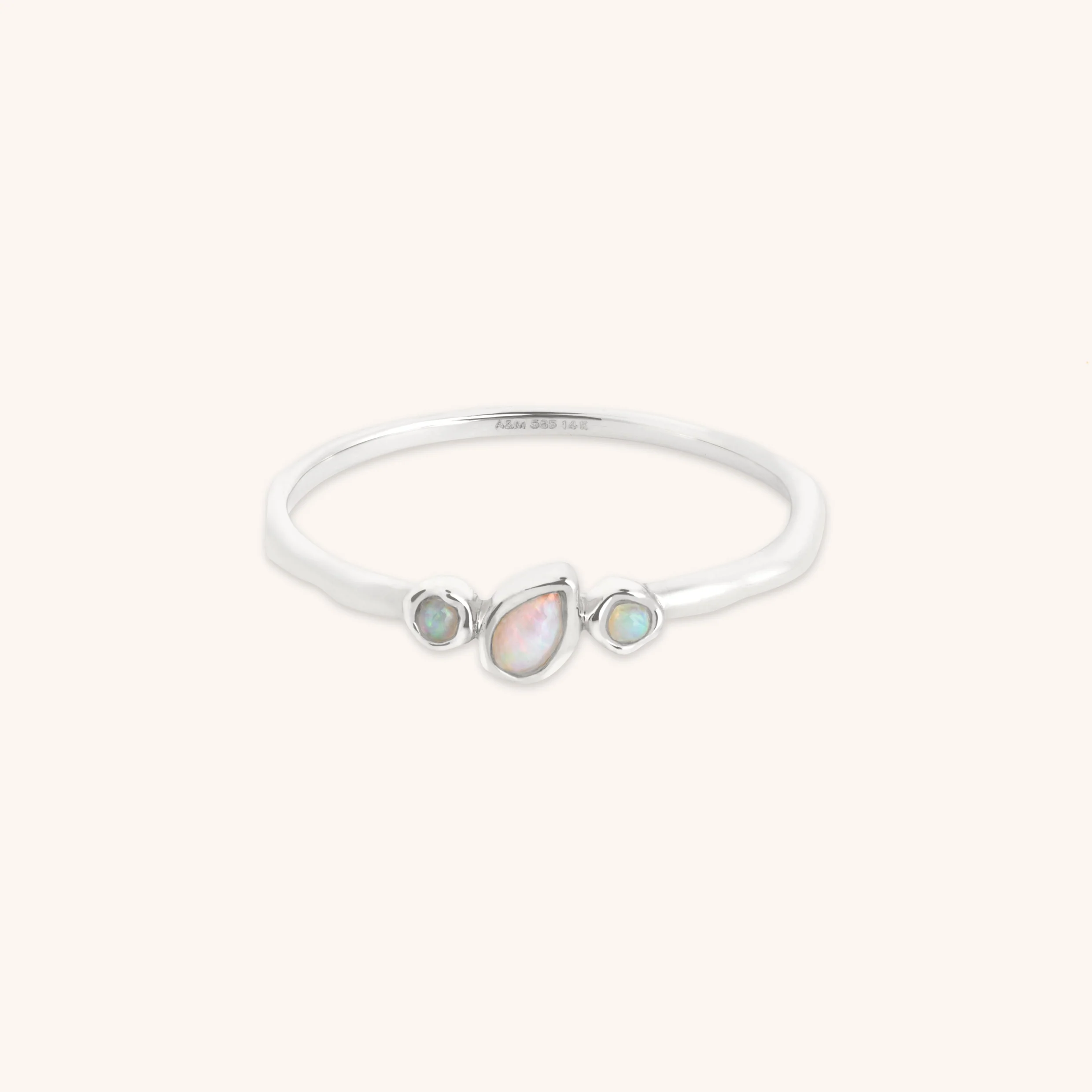Molten Opal Cluster Ring in Solid White Gold