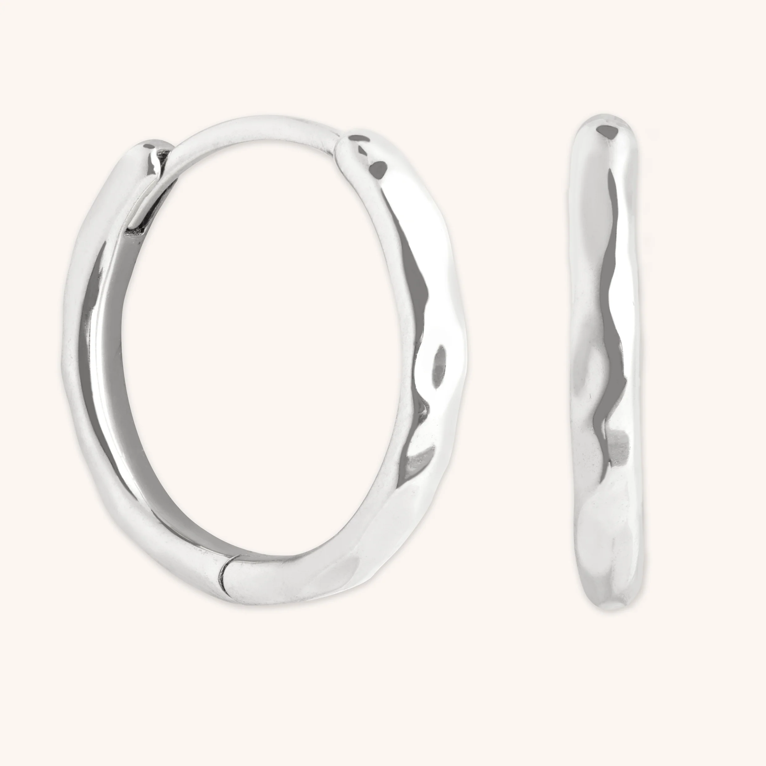 Molten Textured Hoops in Silver
