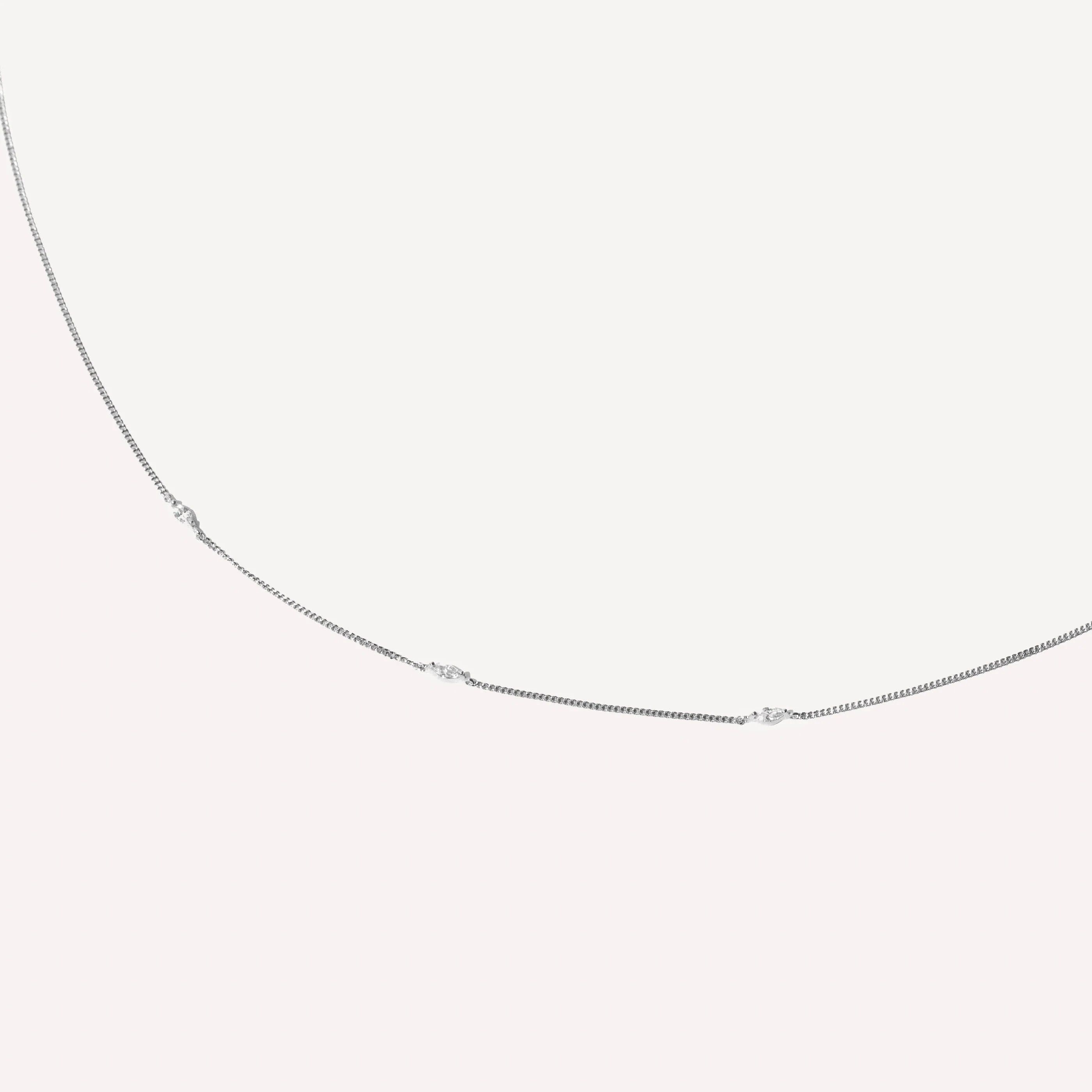 Navette Crystal Necklace in Silver - Image 3