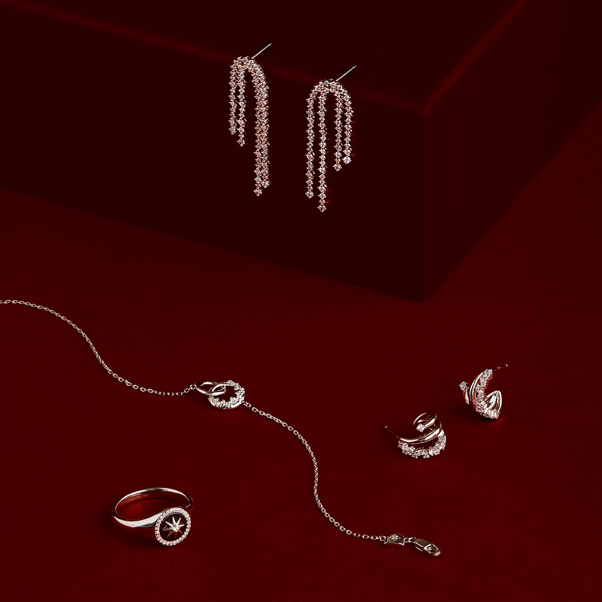 Orbit Crystal Pendant Bracelet in Silver - Image 4