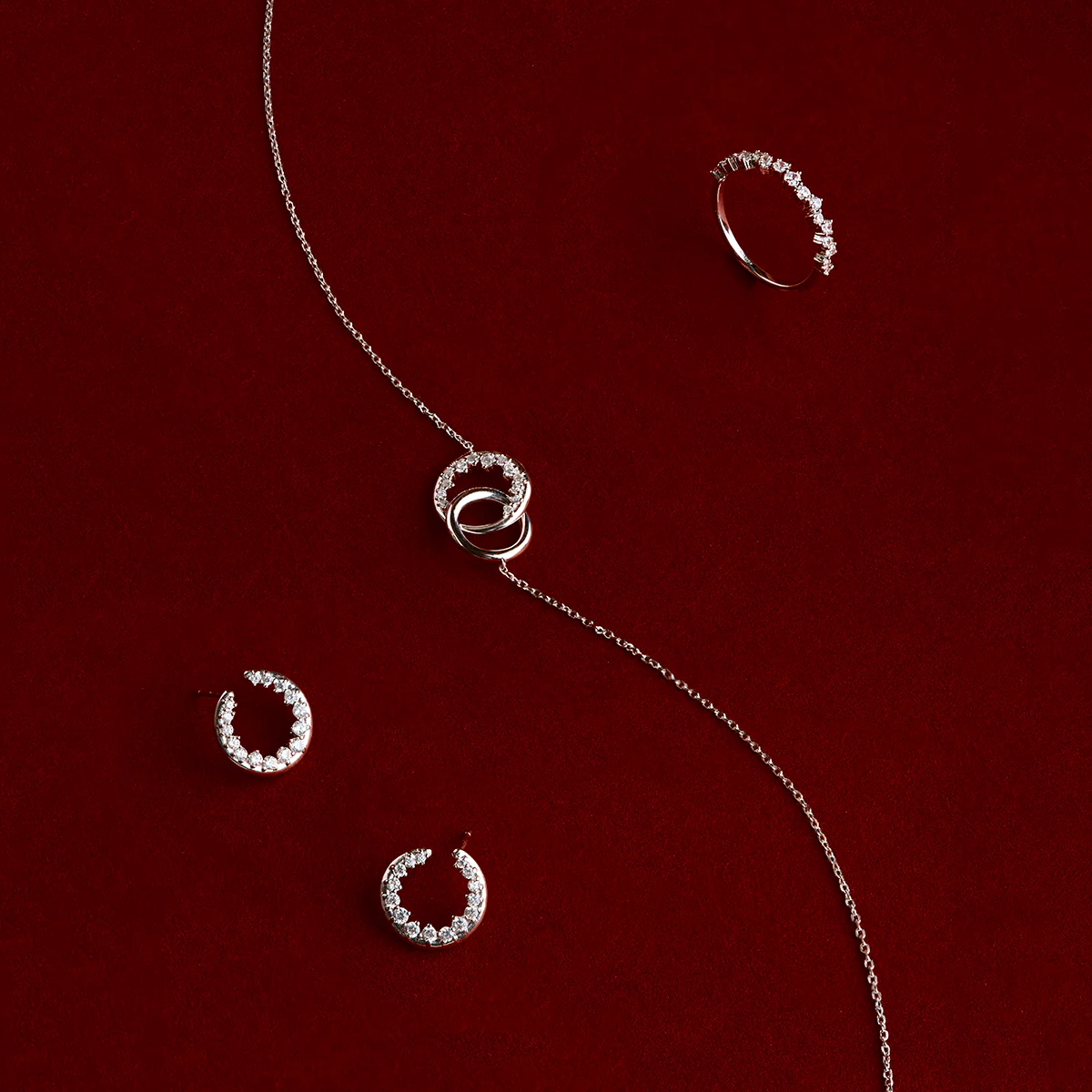Orbit Crystal Pendant Necklace in Silver - Image 4