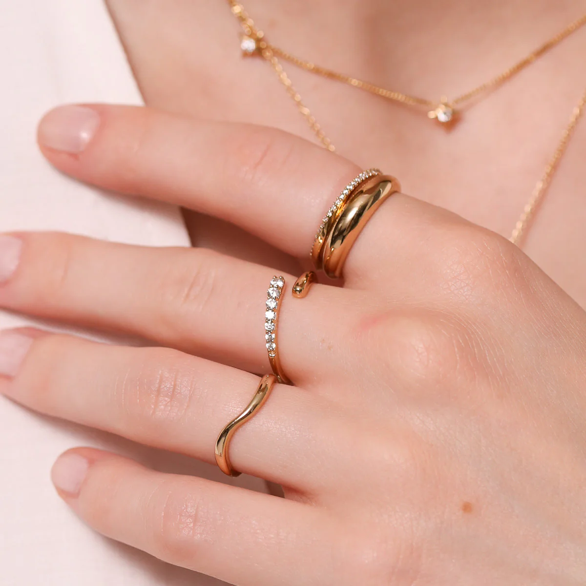Orbit Crystal Open Ring in Gold - Image 4