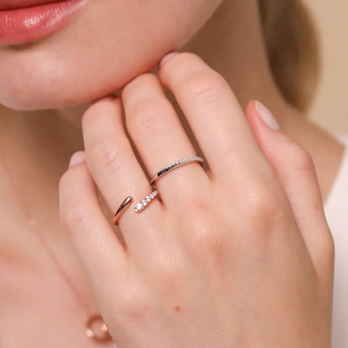 Orbit Crystal Open Ring in Rose Gold - Image 4