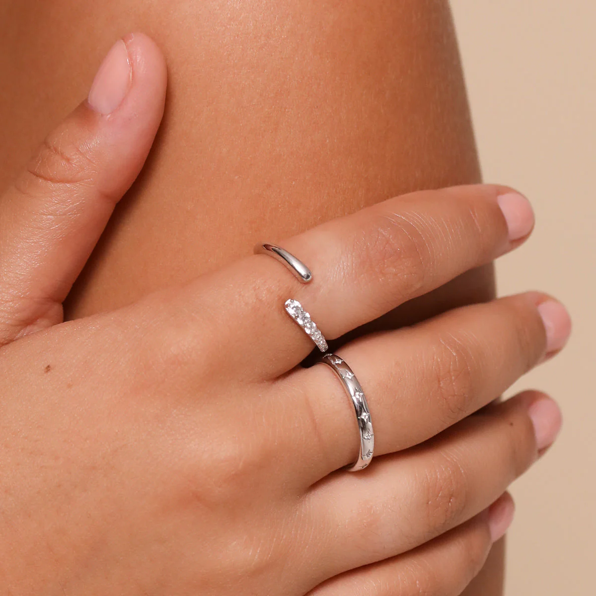 Orbit Crystal Open Ring in Silver - Image 6