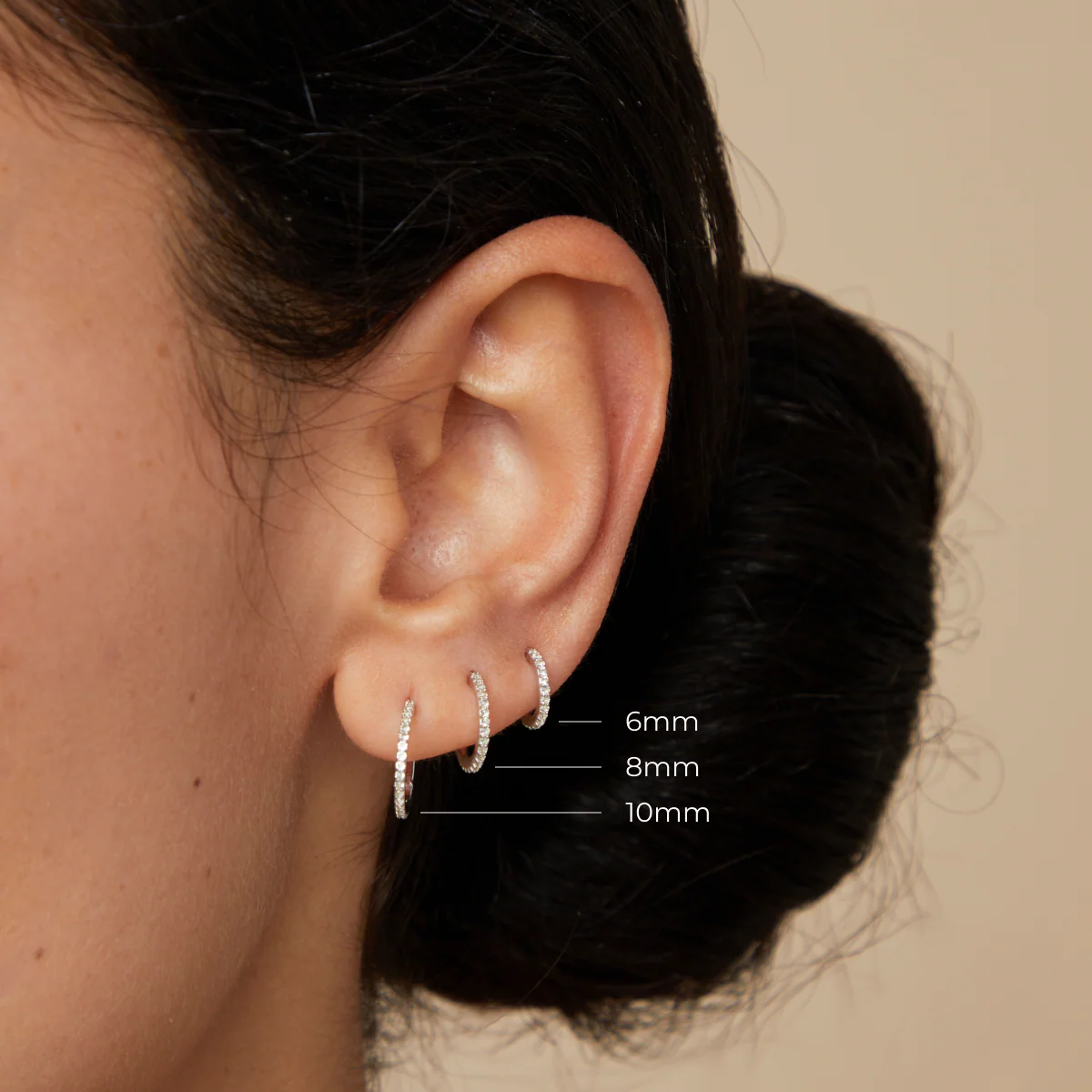 Pavé Seamless 1.2mm Piercing Hoop in Solid White Gold - Image 3