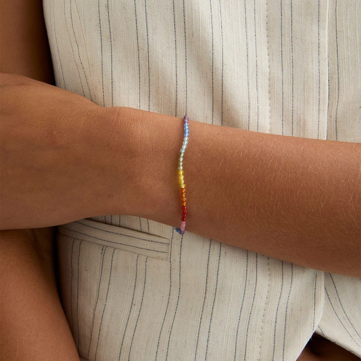 Rainbow Gemstone Bracelet in 9k White Gold - Image 2