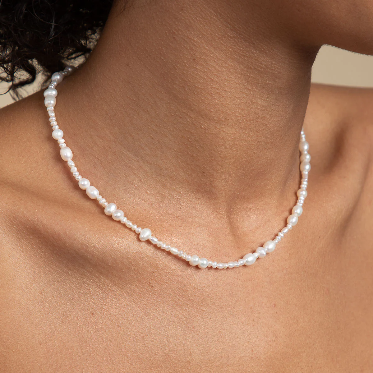 Serenity Pearl Beaded Necklace in Silver - Image 5