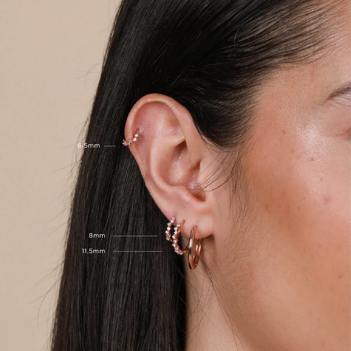 Cluster Hoop 8mm in Rose Gold - Image 4