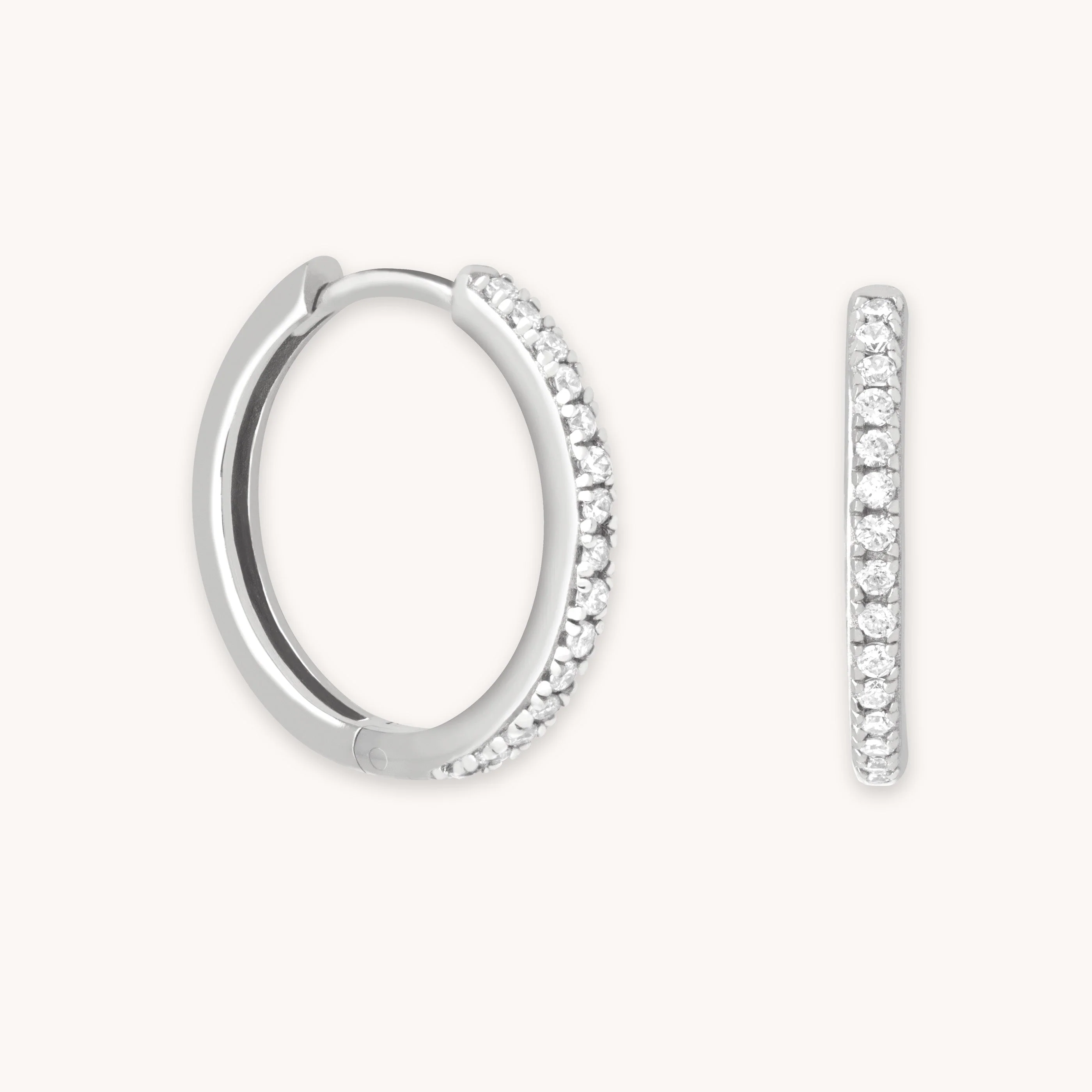 Essential Crystal Medium Hoops in Silver