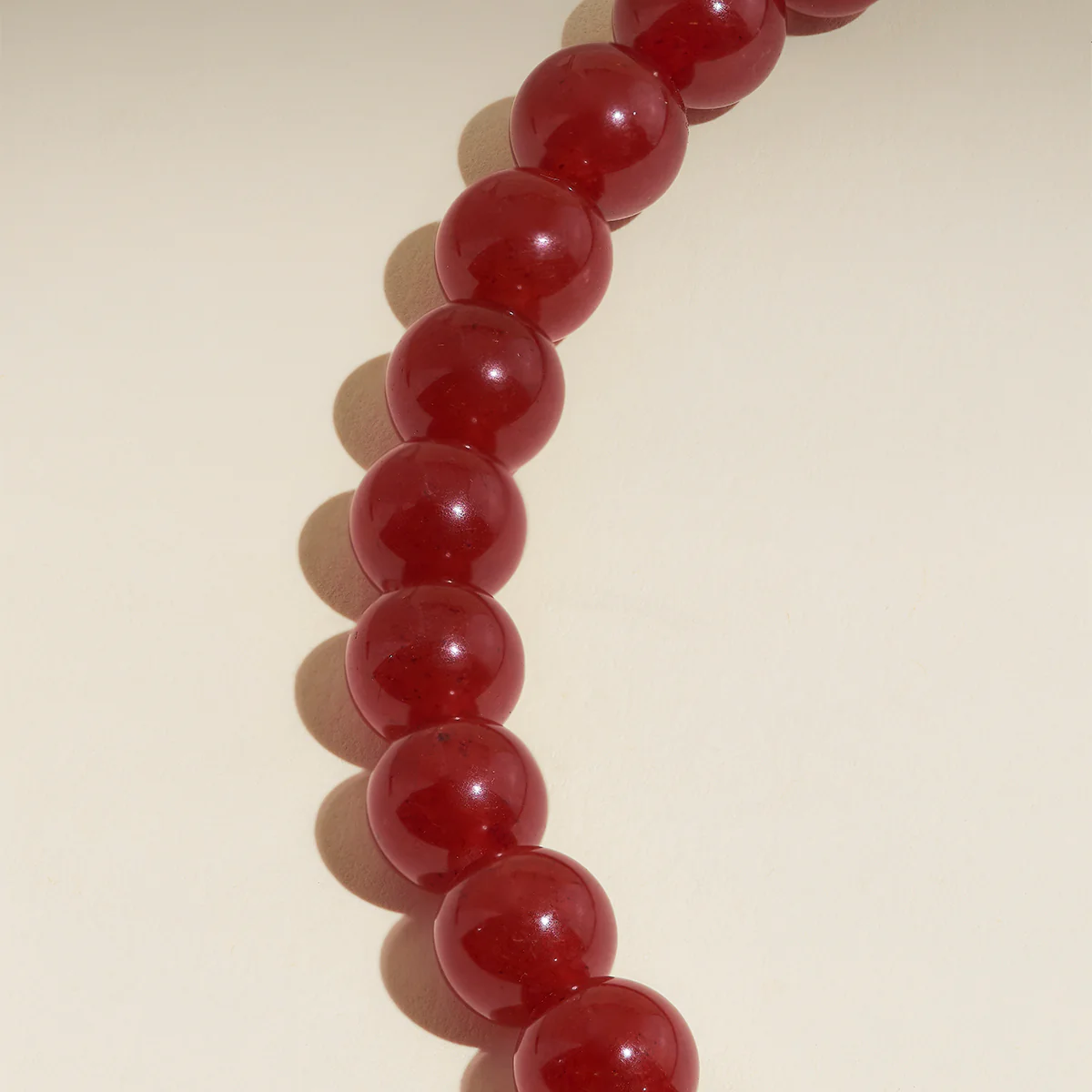 Sunset Red Beaded Necklace in Silver - Image 4