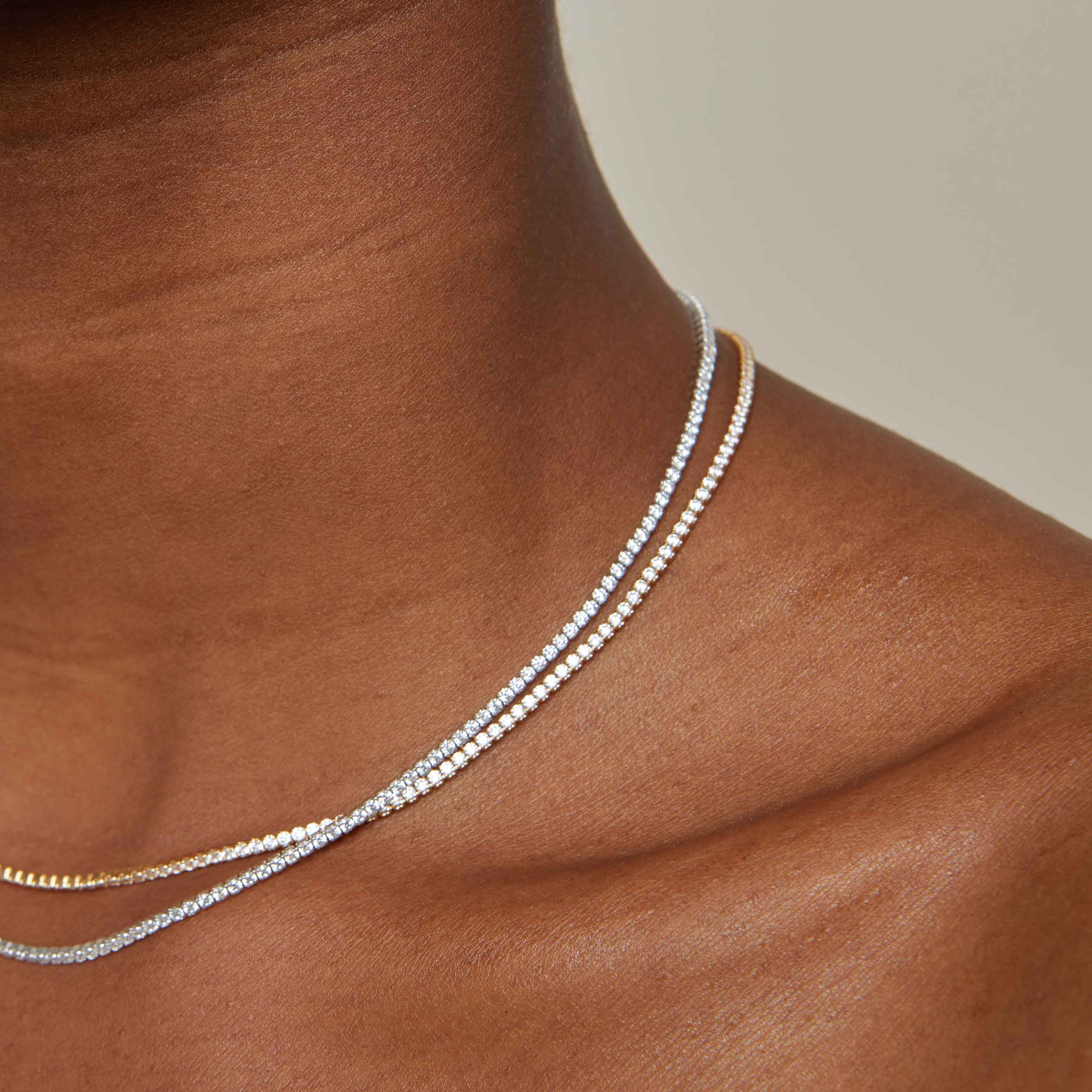 Tennis Chain Necklace in Silver - Image 4